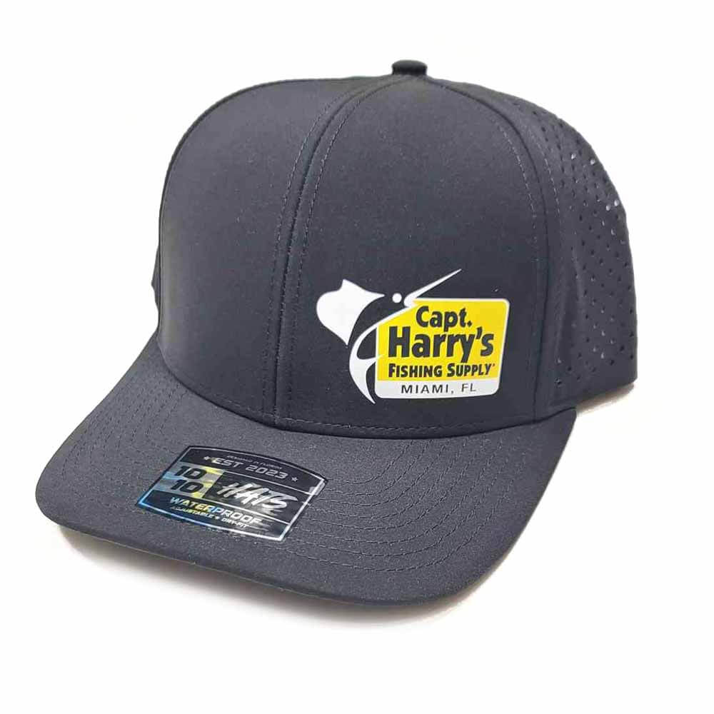 Capt. Harry's Black Performance 6 Panel Hat - Breathable & Lightweight Baseball Cap for Men & Women - Perfect for Running, Hiking & Outdoor Activities