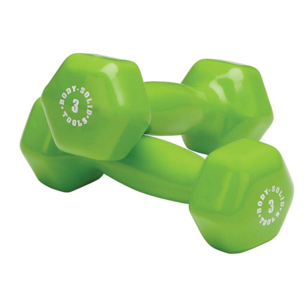 Body Solid BSTVD Vinyl Dumbbells - 5-50 lbs Set for Home Gym, Strength Training & Weightlifting | Durable Rubber Coated Free Weights for Men & Women