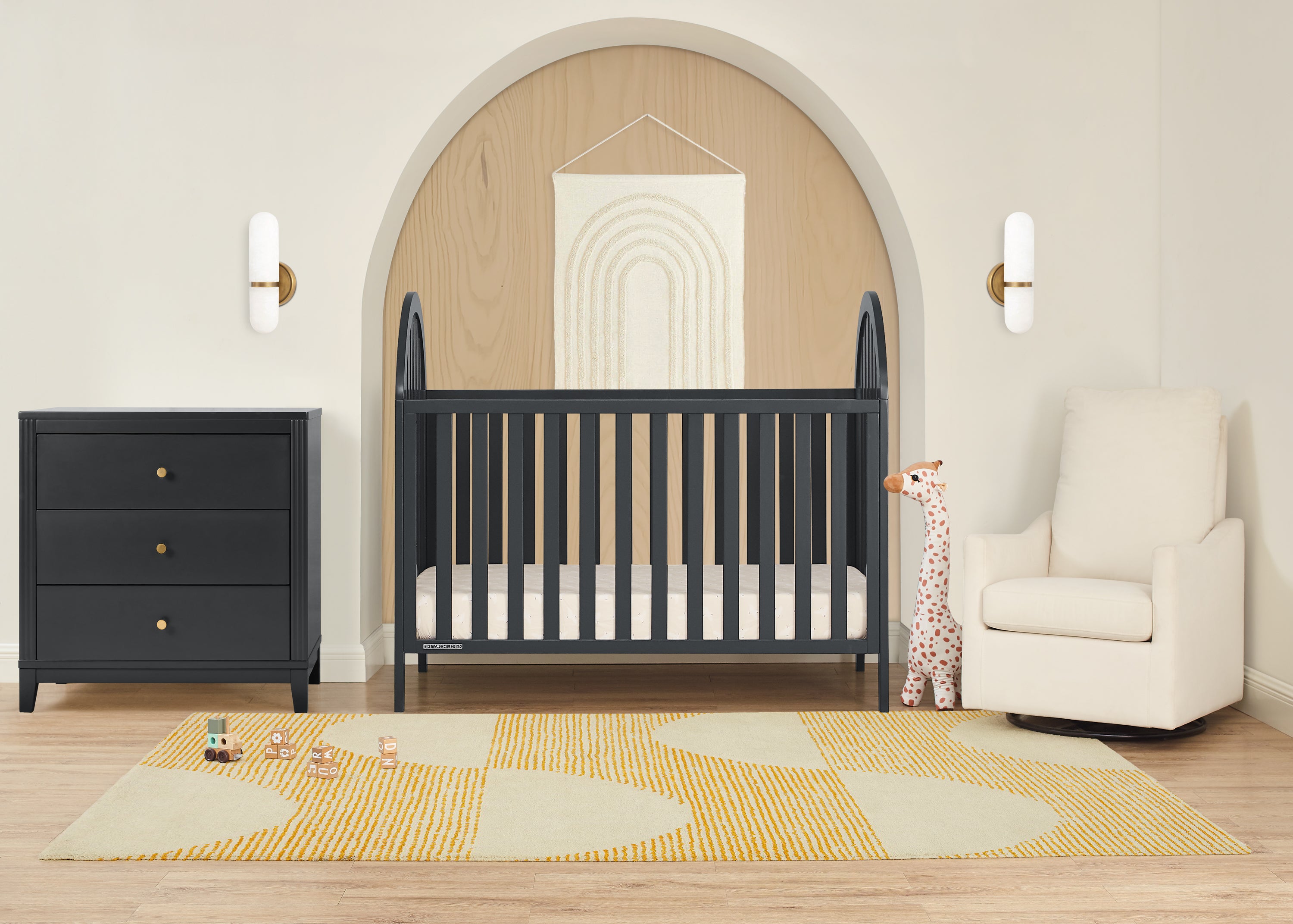 Milano 4-in-1 Convertible Baby Crib - Toddler Bed, Daybed & Full-Size Bed - Nursery Furniture for Boys & Girls - Perfect for Newborn to Teen Years