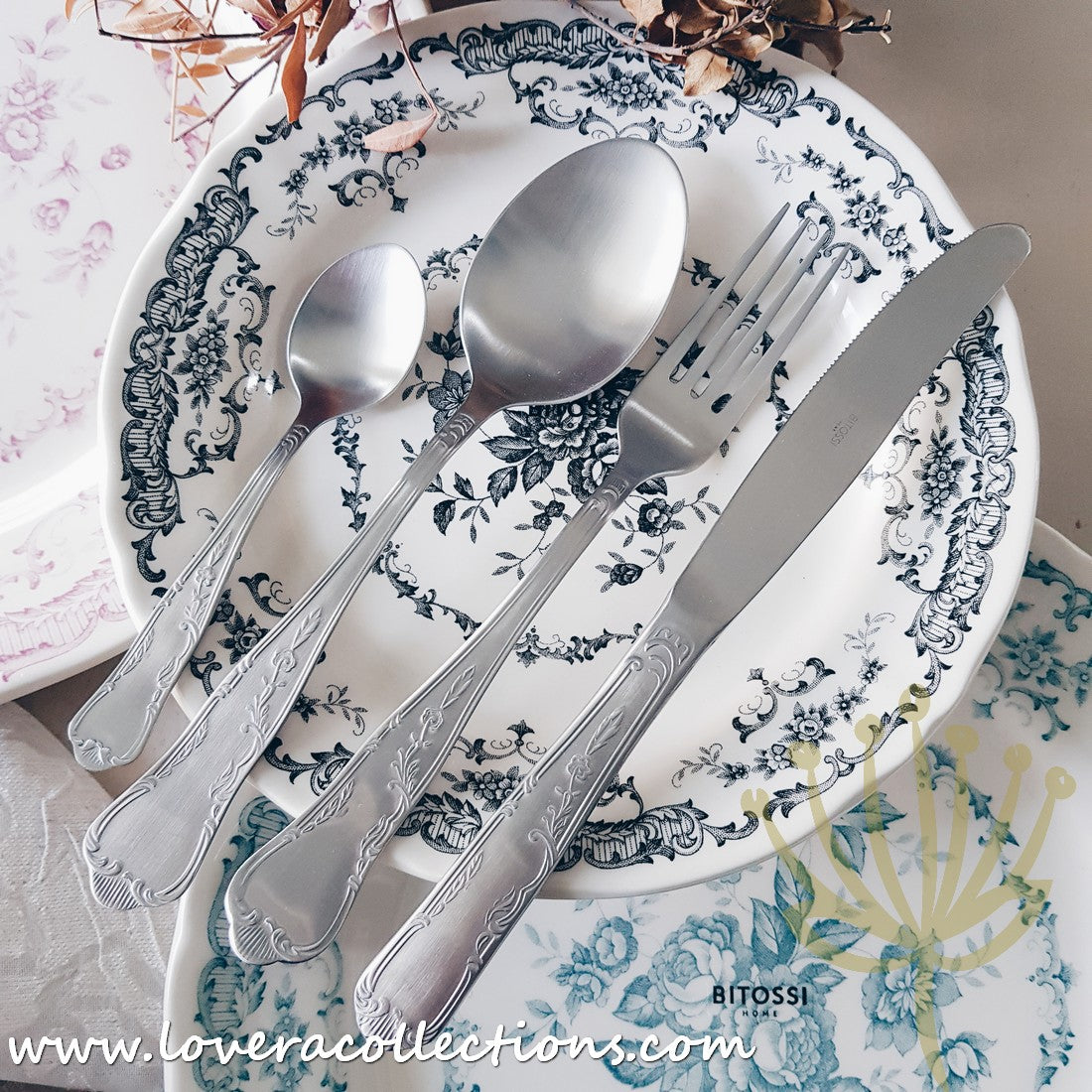 Bitossi Home Retro Stainless Steel Cutlery Set - 20-Piece Dining Utensil Collection for Kitchen & Restaurant Use