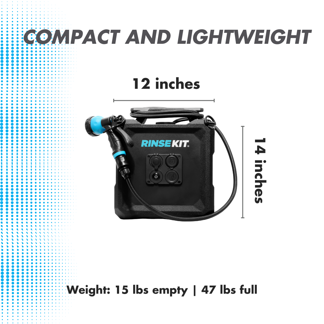 4 Gallon RinseKit Cube Portable Shower - Outdoor Camping, Beach, Hiking & Sports Gear - Compact Water Sprayer for RVs, Boats & Pets