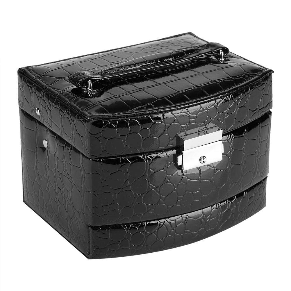 Jeffergarden 3-Layer Jewelry Box Organizer for Necklaces, Rings & Accessories - Stylish Storage Case for Women, Perfect Gift & Home Decor (Black) - Ideal for Bedroom, Vanity & Travel Use