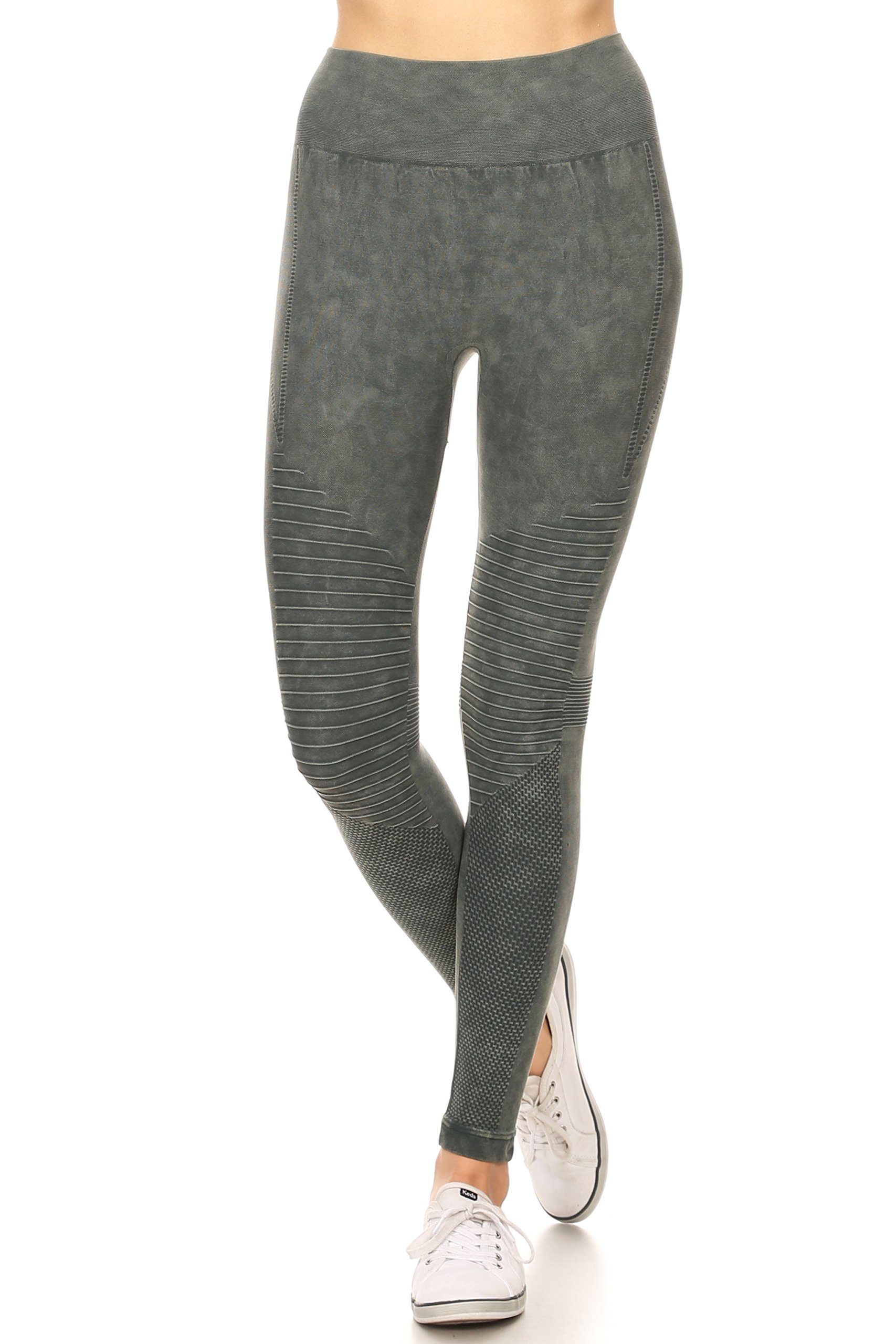 Vintage Wash Women's Workout Moto Leggings - High Waisted Yoga Pants for Gym, Running & Fitness - Perfect for Yoga, Pilates & Casual Wear