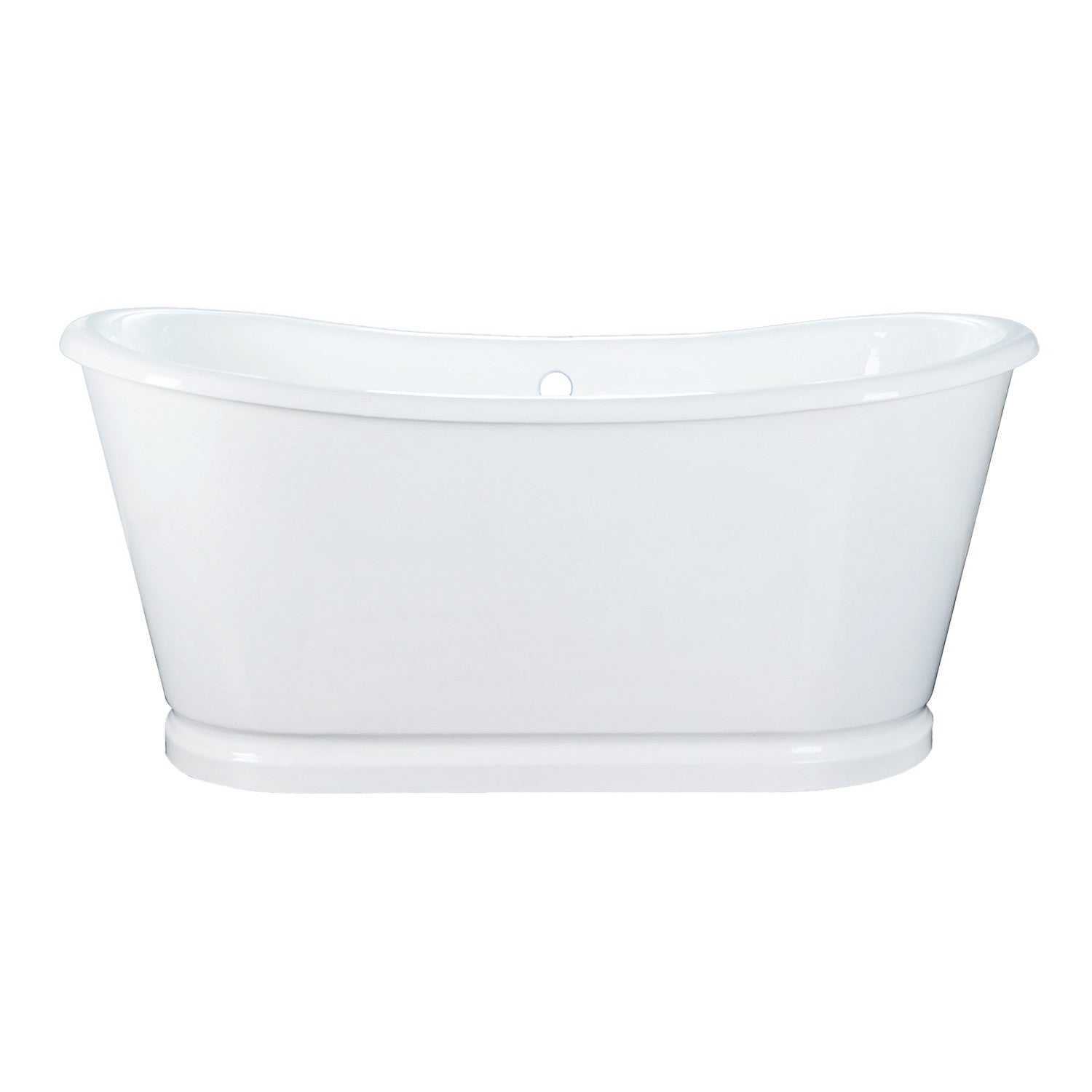 Aqua Eden 72 Inch White Cast Iron Oval Double Slipper Pedestal Bathtub - No Faucet Drillings - Freestanding Soaking Tub for Luxury Bathroom & Spa Relaxation