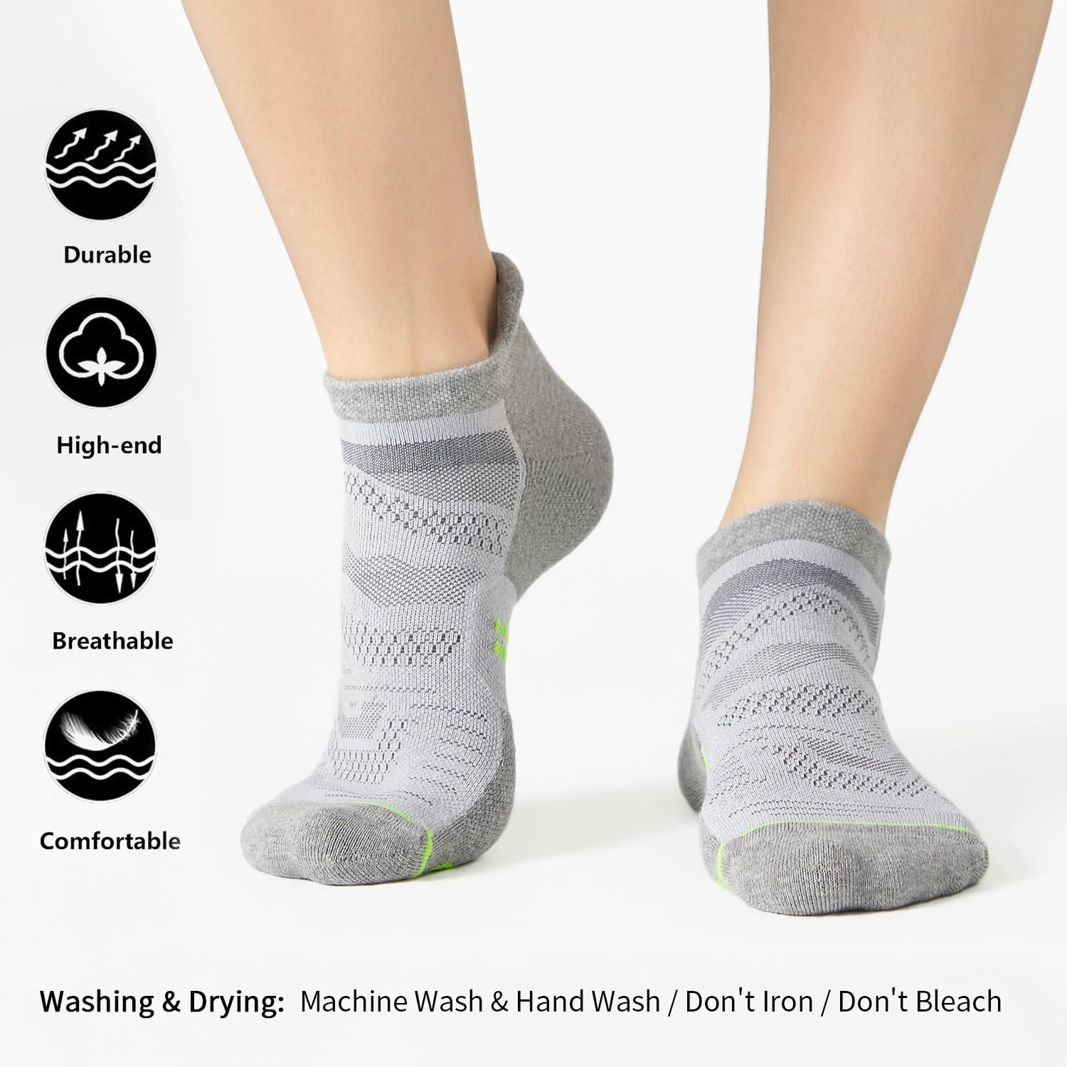 6 Pack Men's Cushioned Running Ankle Socks - Breathable Low Cut Athletic Sport Socks for Jogging, Gym & Daily Wear - CS CELERSPORT Performance Tab Socks