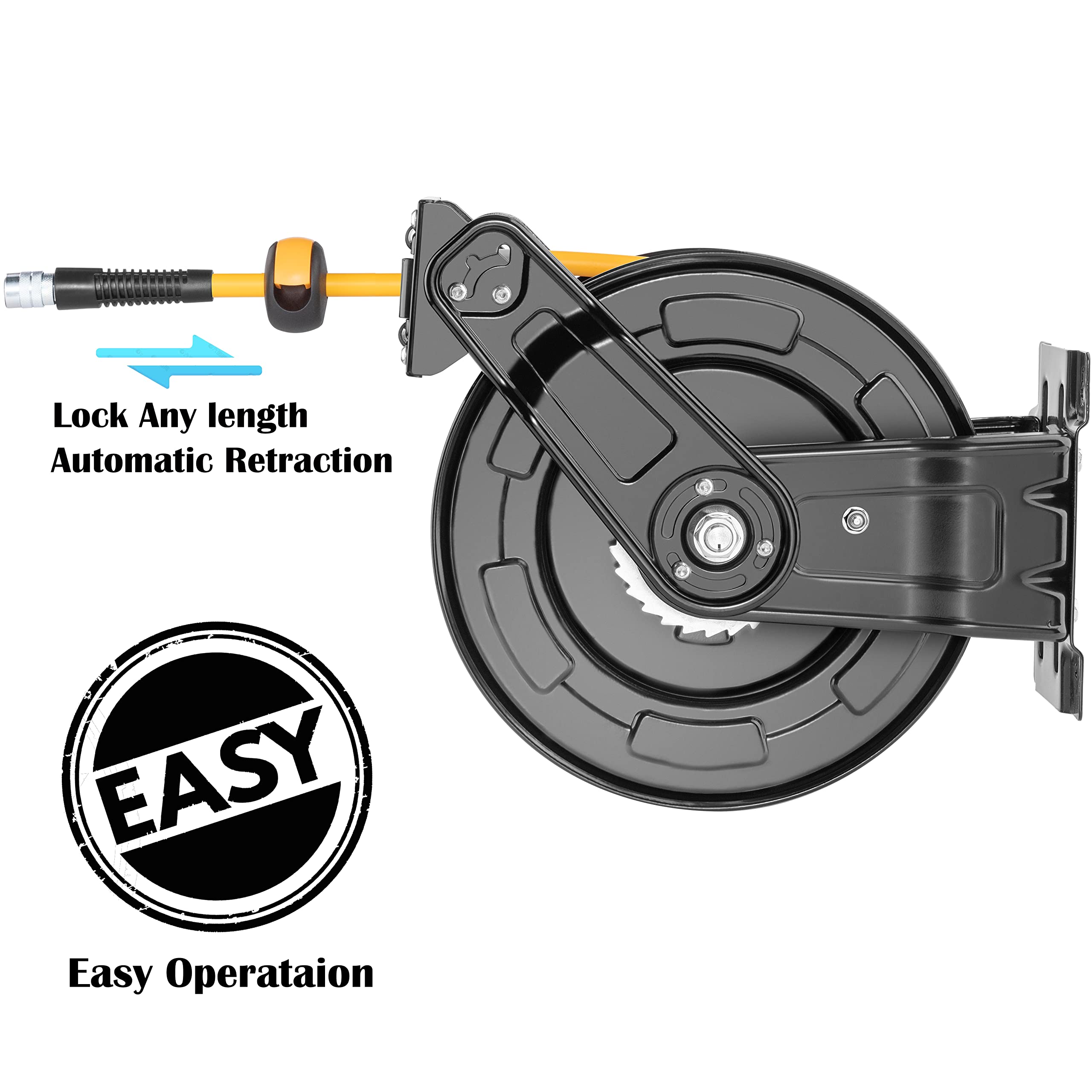 Premium Steel Retractable Air Hose Reel with Dual Arm - 3/8