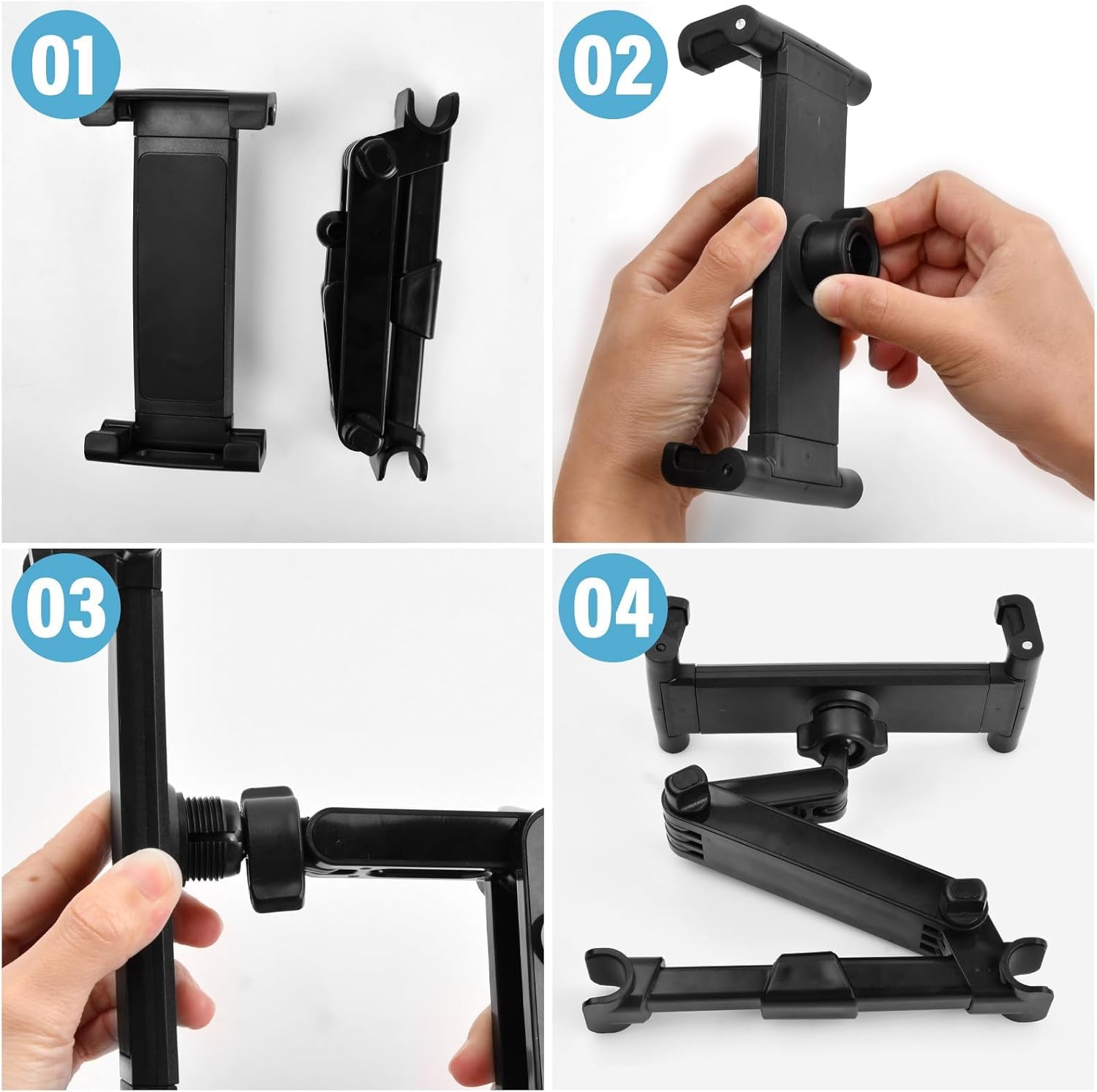360° Adjustable Universal Car Headrest Mount Holder for iPad, Samsung Tablet, Switch, Kindle & Phones 5.5