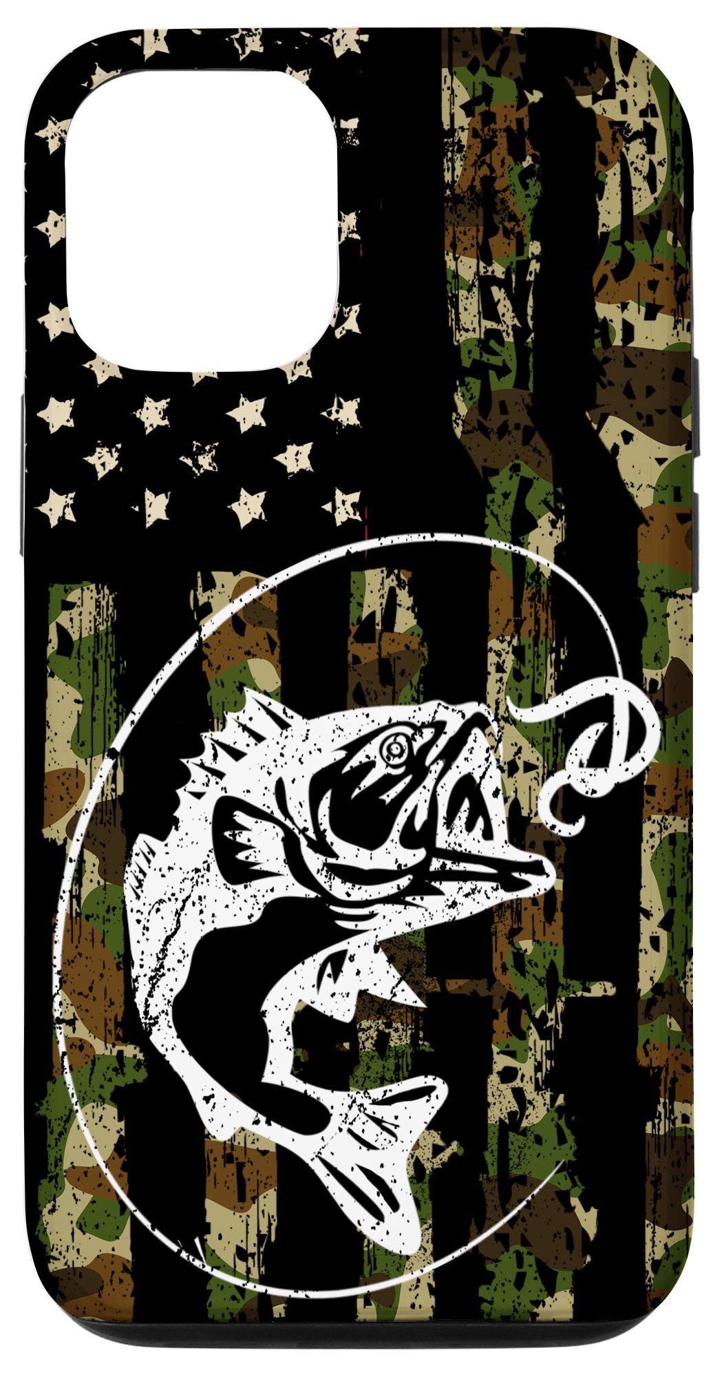 iPhone 12/12 Pro Case - Patriotic Camo Design with USA Flag - Perfect Gift for Bass Fishermen & Outdoor Enthusiasts - Durable Protection for Fishing & Outdoor Adventures