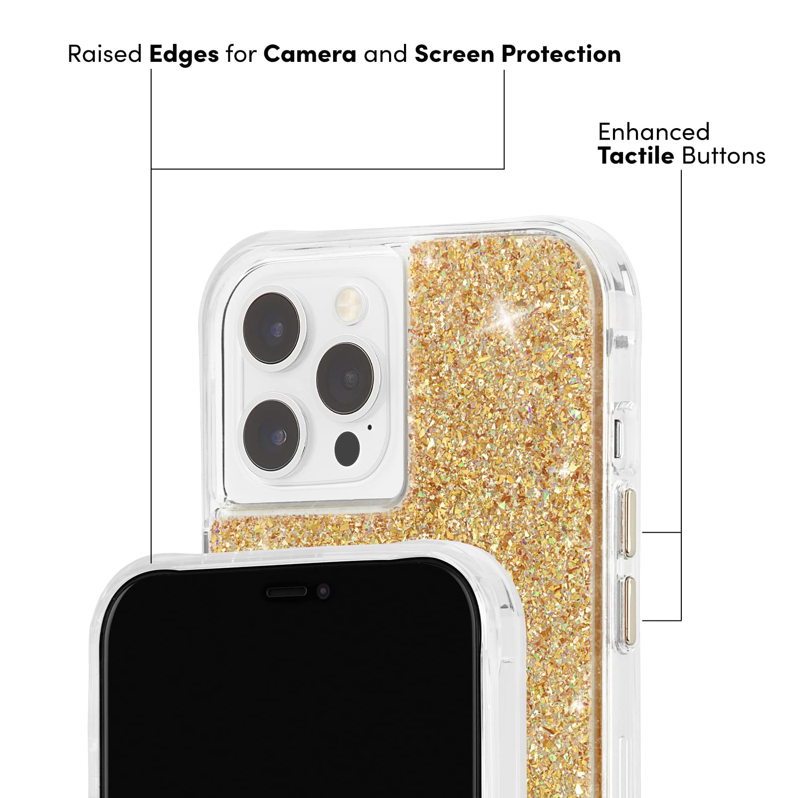 Case-Mate TWINKLE iPhone 12 Pro Max (5G) Case - 10ft Drop Protection, 6.7 Inch Shockproof Phone Cover in Gold | Perfect for Everyday Use, Travel & Outdoor Activities