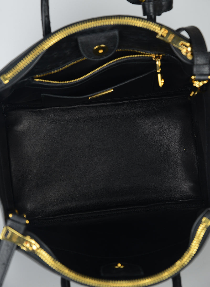Prada Genuine Ostrich Leather Handbag for Women - Luxury Designer Purse for Work, Party & Evening Events