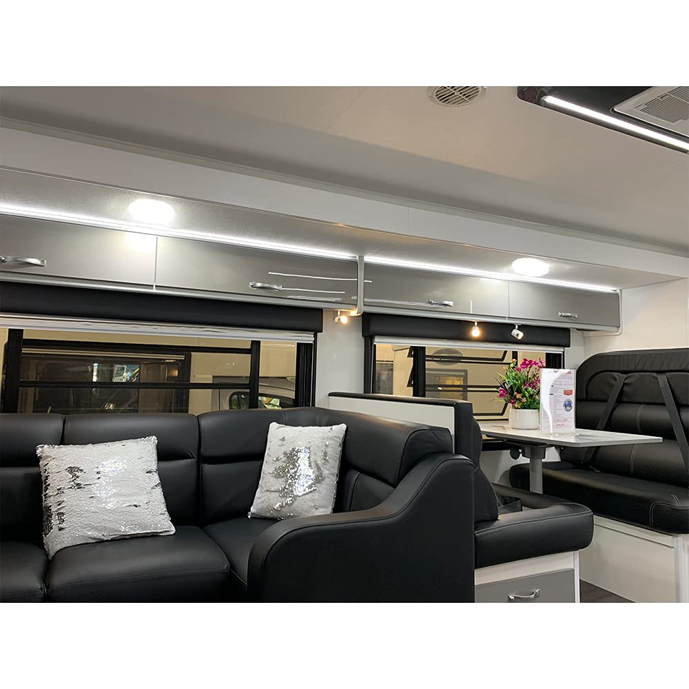 12V RV LED Ceiling Lights - 4.5 Inch Surface Mount Interior Lighting for Trailers & Boats (Soft White 3500K, 300lm, Pack of 4) - Perfect for Camping, Road Trips & Marine Use
