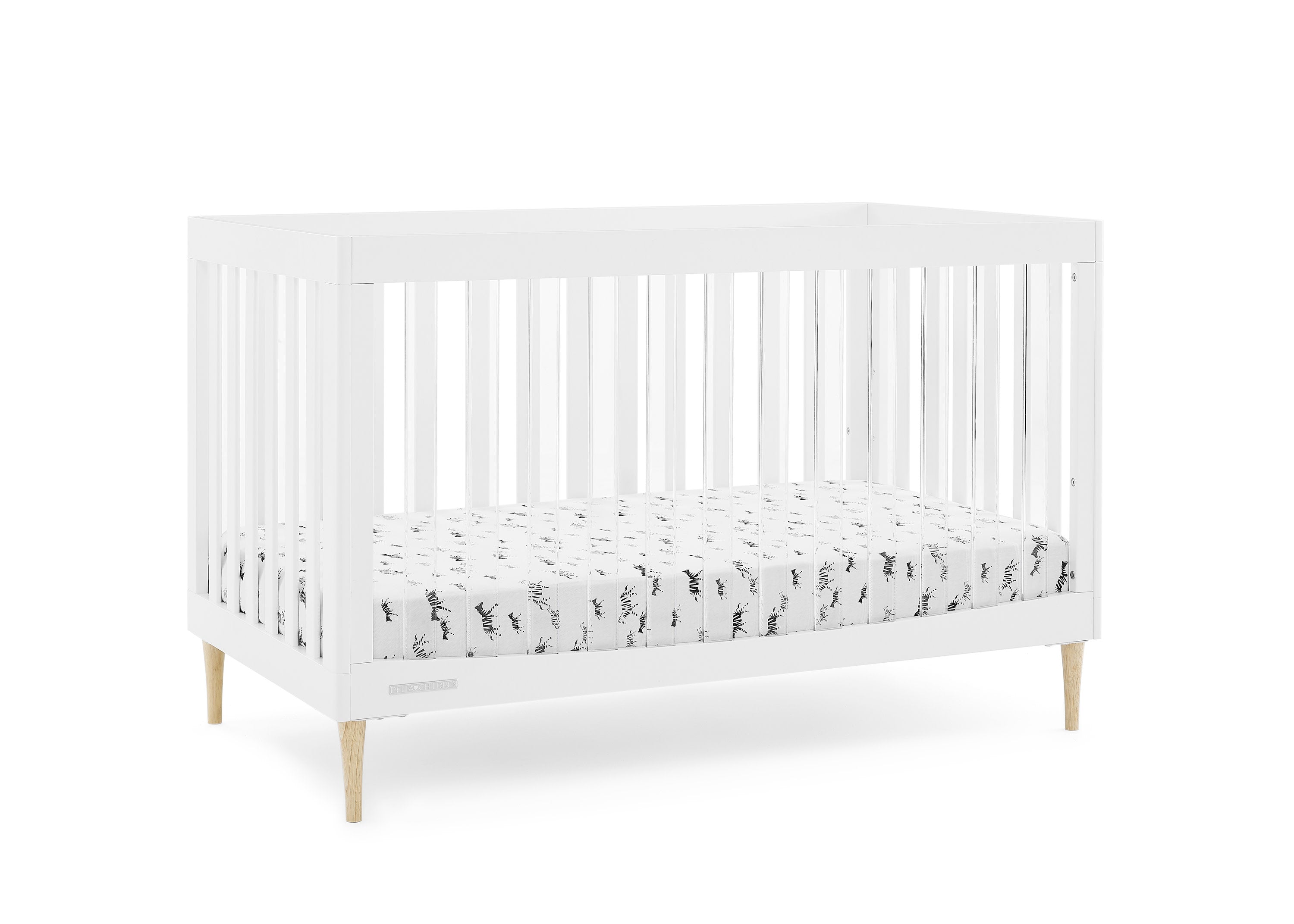 Austin Acrylic 4-in-1 Convertible Baby Crib - Toddler Bed, Daybed & Full-Size Bed | Modern Nursery Furniture for Boys & Girls | Perfect for Small Spaces & Growing Families