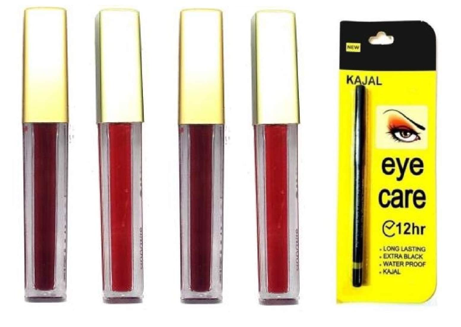 Red Balloons Bridal Combo - 2 Red & 2 Maroon Liquid Sindoor + 1 Waterproof Kajal | Professional & Personal Use | Perfect for Weddings, Festivals & Traditional Makeup | Non-Edible Beauty Product