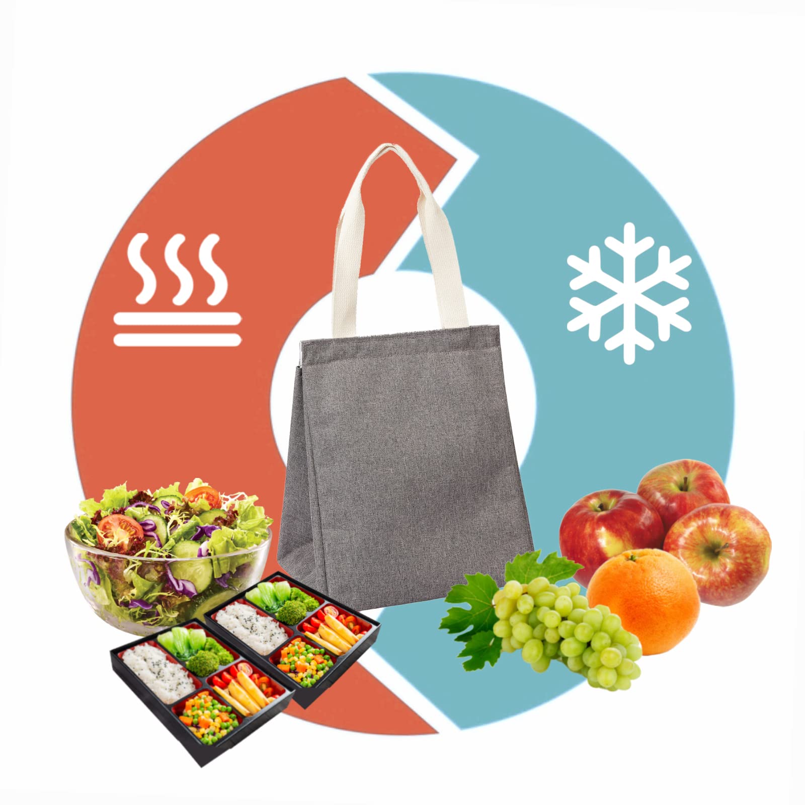 Eco-Friendly Insulated Lunch Bag for Women & Men - Reusable, Waterproof Cooler Tote for Work, School & Picnics - Portable Meal Container (Grey)
