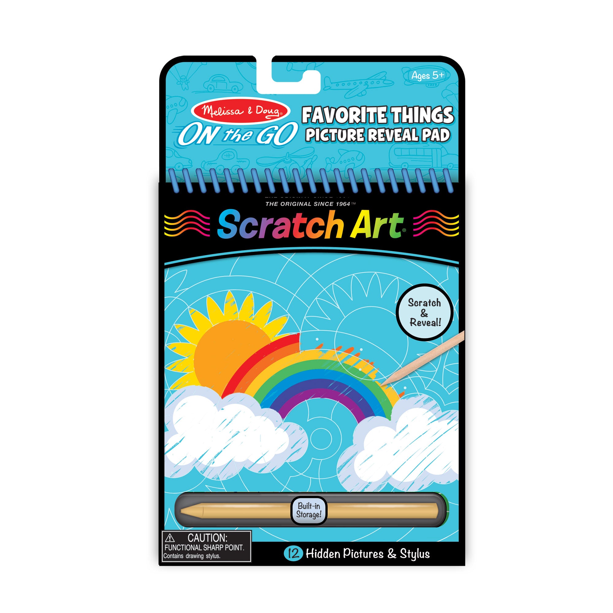 On the Go Scratch Art Picture Reveal Pad - Favorite Things - Creative Travel Activity for Kids - Perfect for Road Trips & Airplane Entertainment