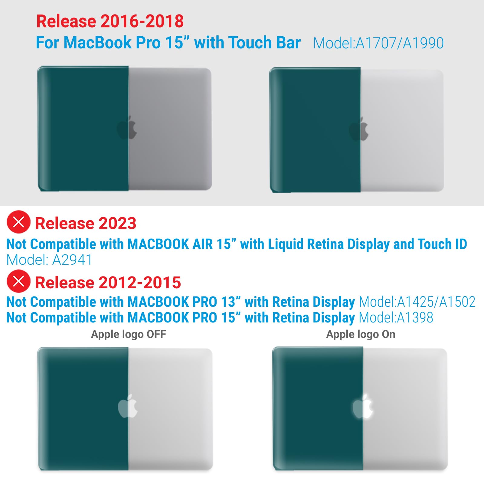 IBENZER Hard Shell Case for MacBook Pro 15 Inch (2016-2019 Models A1990 A1707) with Keyboard Cover & USB-C Adapter - Quetzal Green | Protective Laptop Cover for Work, Travel & School Use