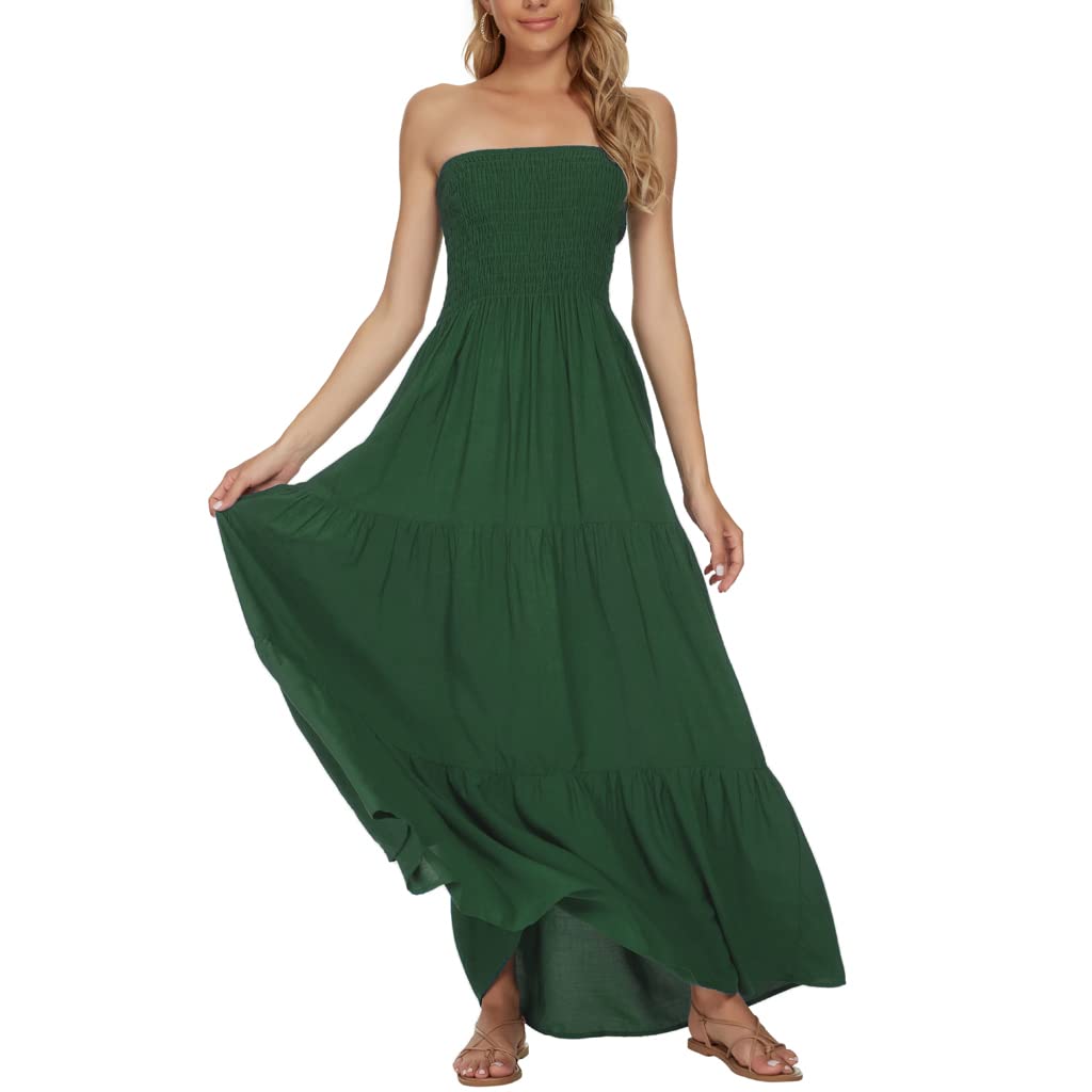 Women's Strapless Tube Top Maxi Dress - Off Shoulder Boho Beach Long Dress for Summer | Perfect for Beach Vacations, Music Festivals & Casual Outings