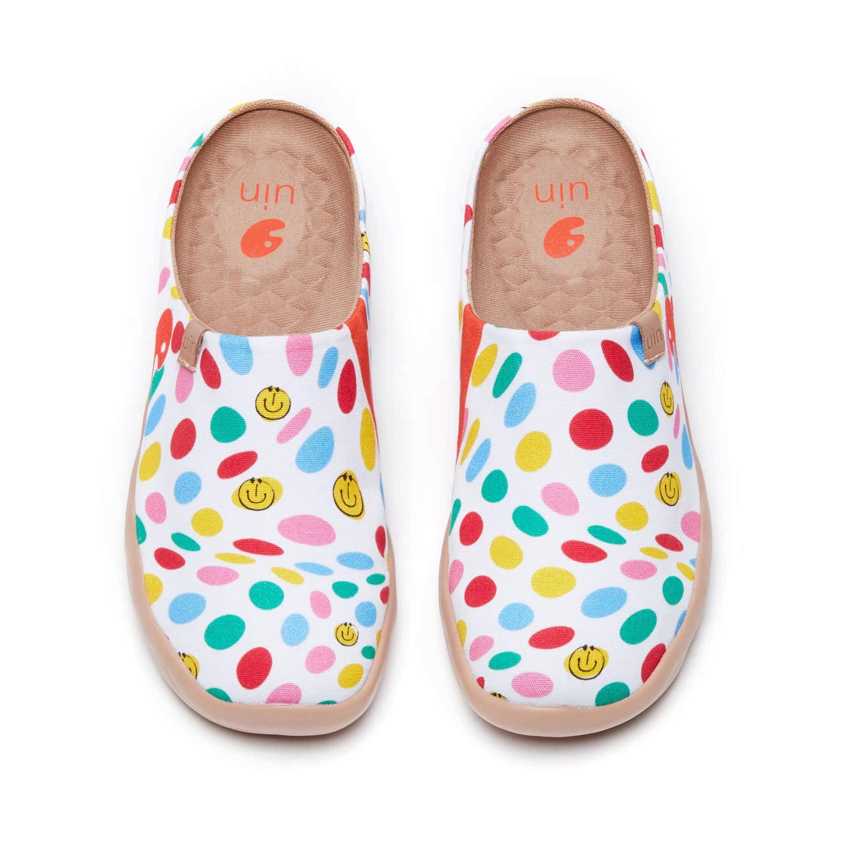 UIN Women's Slip On Mules - Comfortable Flat Lightweight Clogs with Wide Toe & Artistic Paint Design - Perfect for Travel, Casual Wear & Home Use - Malaga Series
