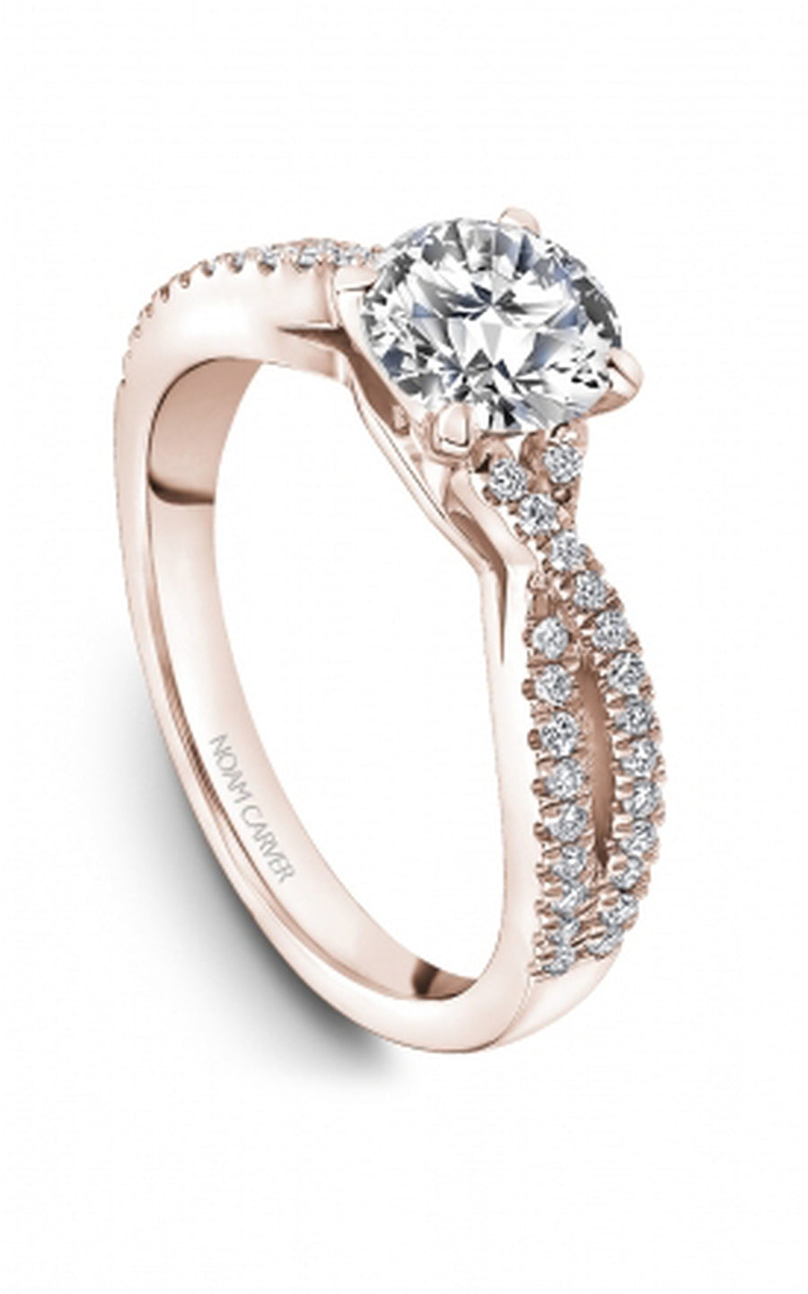 Noam Carver B514 01RA Bridal Engagement Ring - Elegant Wedding Band for Women, 14K Gold & Diamond Jewelry Gift for Fiancee, Anniversary, Proposal, Special Occasions