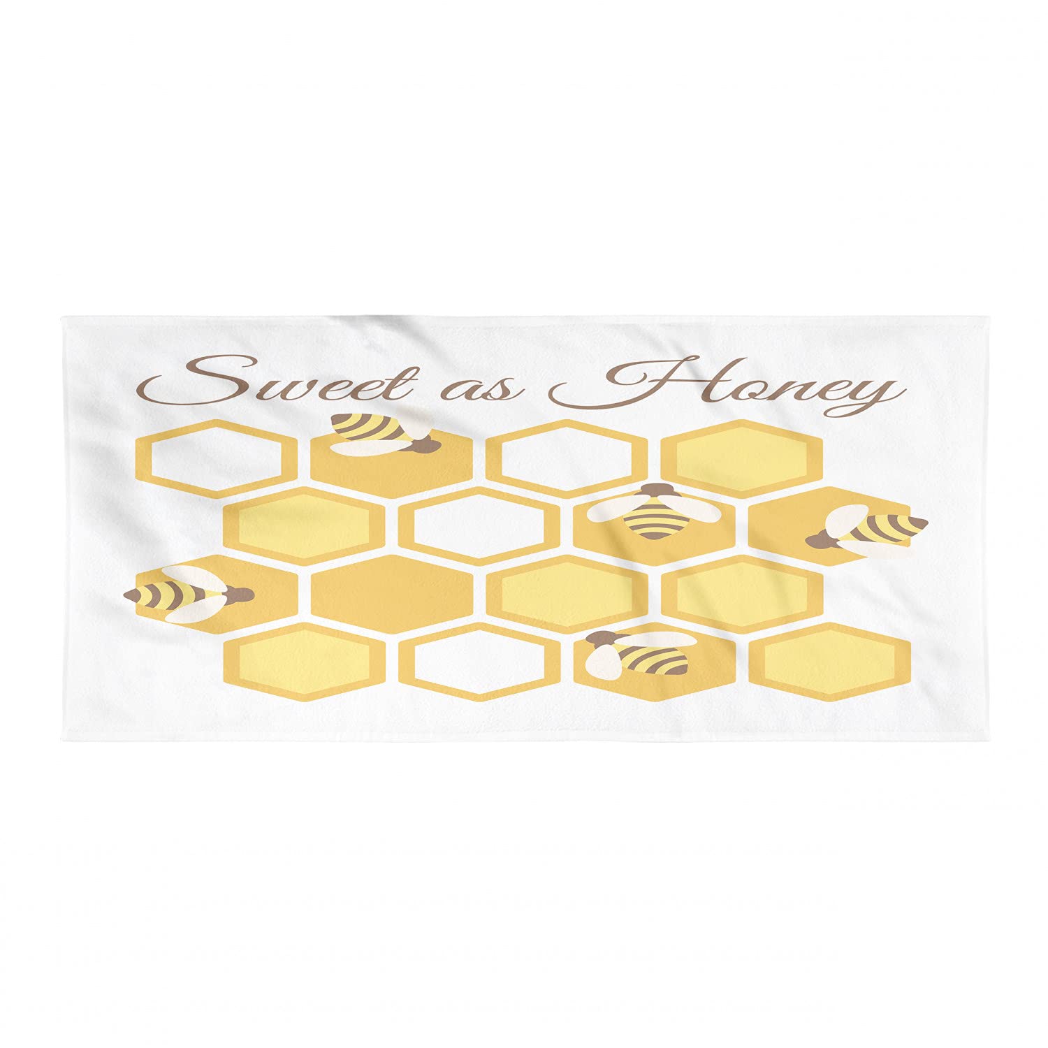 Ambesonne Honey Bee Hiking Towel - Quick Dry Soft Lightweight Microfiber Camping Towel with Beehive Hexagon Design - Perfect for Backpacking, Beach, Yoga & Outdoor Sports - Chocolate Earth Yellow