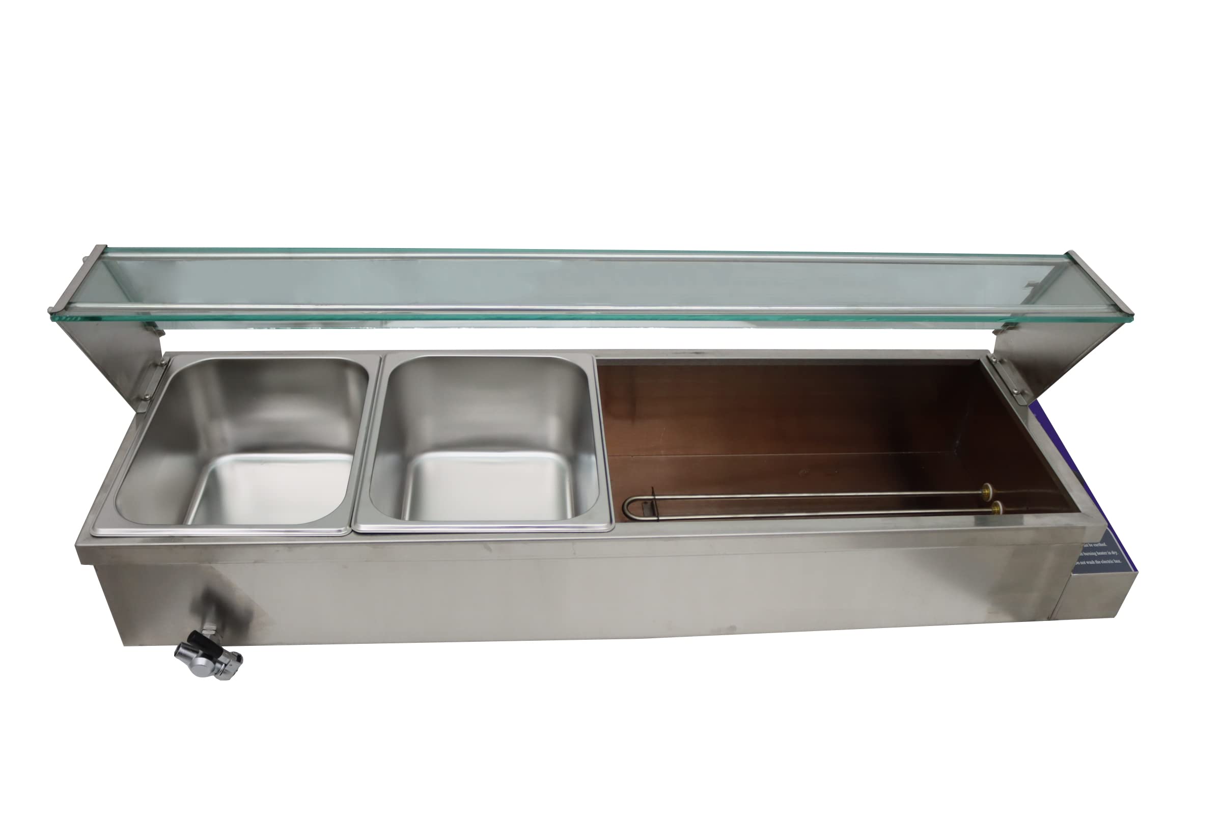 INTSUPERMAI Commercial 6-Inch Deep Food Warmer - Countertop Bain Marie with Glass Shield (4 Pot, 110V) for Soup, Buffet & Canteen | Perfect for Restaurants, Catering & Steam Table Service