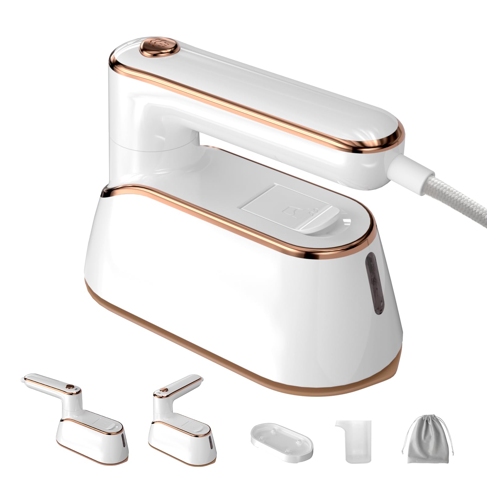 Premium Portable Travel Steamer for Clothes - 1300W Fast Heating Mini Steamer Iron with Powerful Steam - Perfect for Wrinkle-Free Outfits on Trips, Business Travel & Home Use (White)