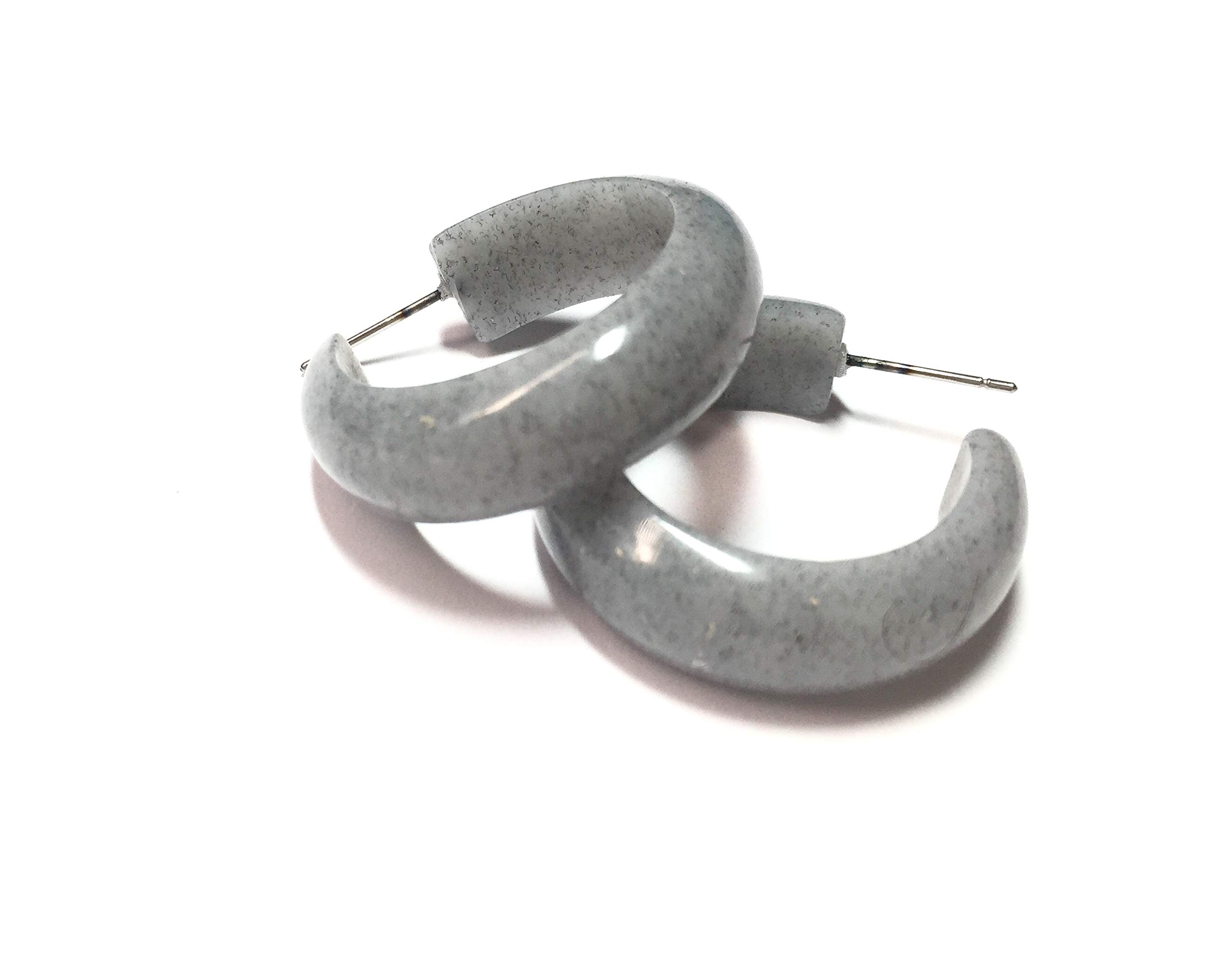 Grey Granite Speckled Acrylic Simple Lucite Hoop Earrings for Women - Lightweight Fashion Jewelry - Perfect for Casual Wear, Office & Evening Out