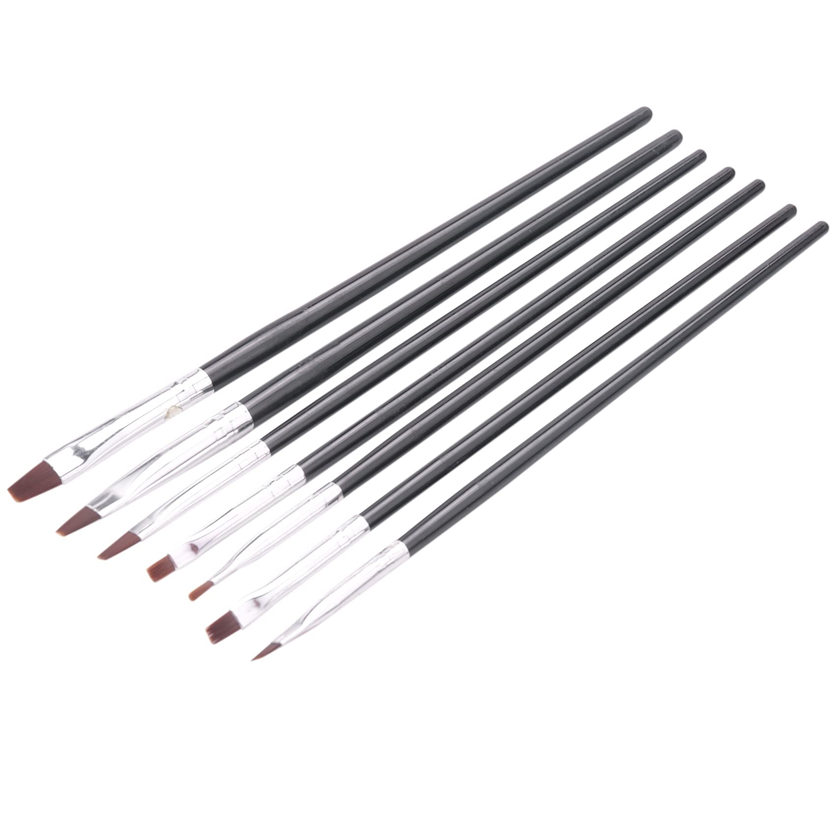 7-Piece Acrylic Nail Brush Set - Professional Nail Art Design Pens for Acrylic & Gel Nails (Black) - Perfect for Salon, Home Manicures & Nail Art Creations