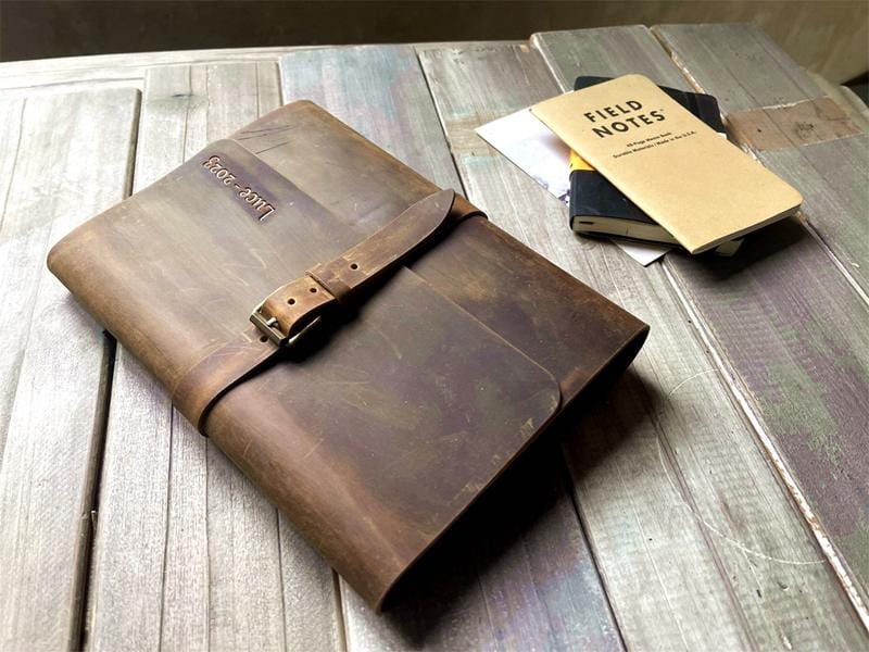 Vintage Distressed Brown Leather Journal with Buckle Closure - Perfect for Travel, Writing & Gift Giving
