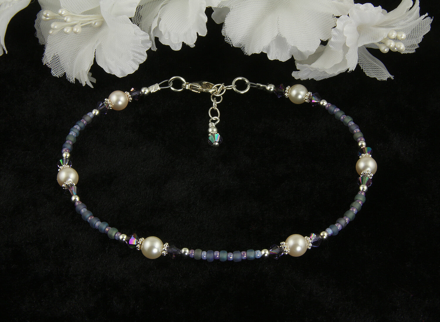Atlantic Blue Pearl Beaded Anklet - Elegant Handmade Ankle Bracelet for Women | Perfect for Beach Weddings, Summer Outfits & Boho Fashion