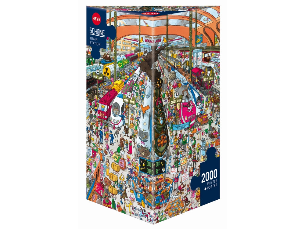 Heye 2000-Piece Triangle Jigsaw Puzzle - Train Station Scene | Challenging Adult Puzzle for Relaxation & Home Decor