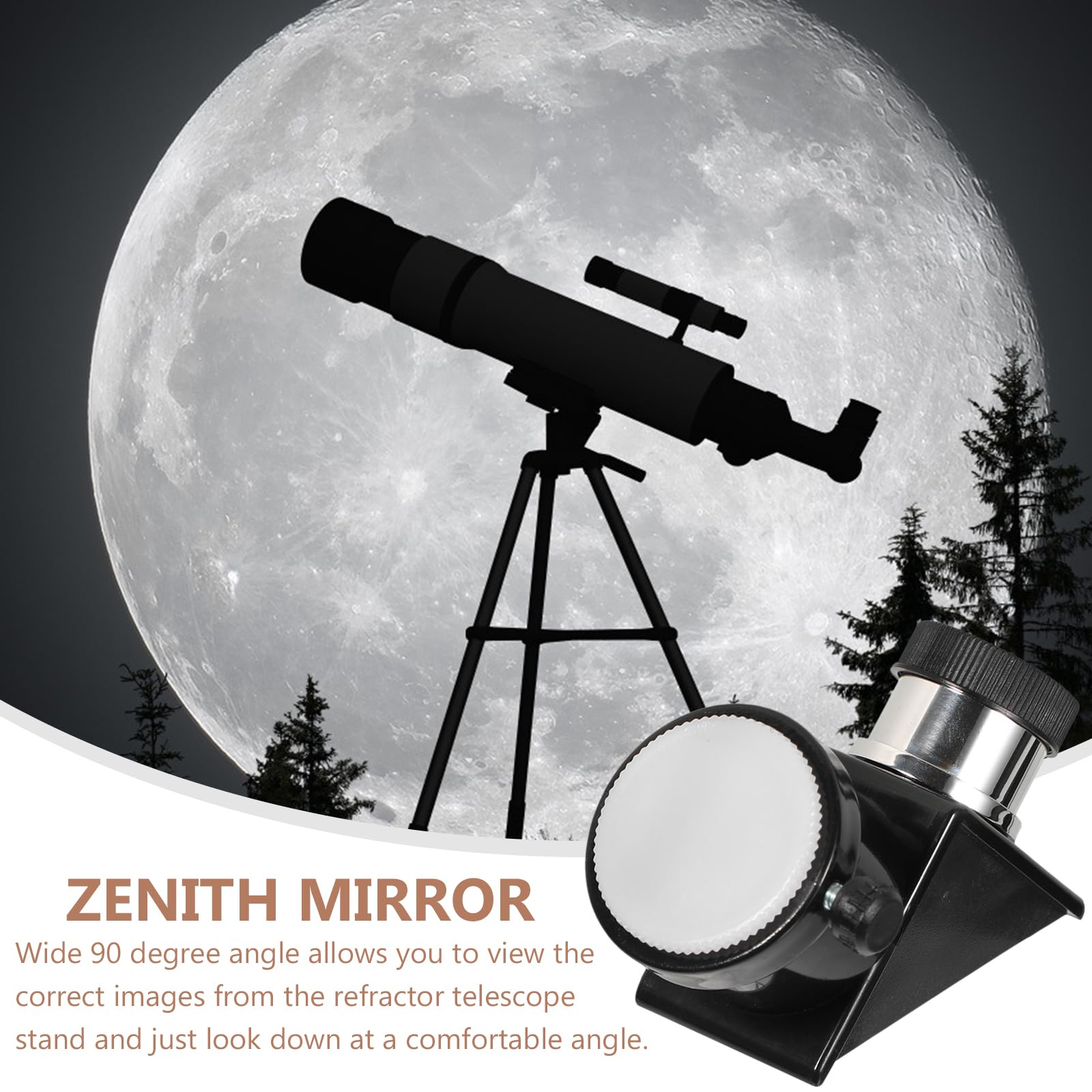 ULTECHNOVO 90 Degree Diagonal Mirror - 0.96 Inch Dielectric Star Diagonal for Telescopes - 90 Zenith Mirror Astronomy Accessory (Black) - Perfect for Stargazing, Astrophotography & Celestial Observation