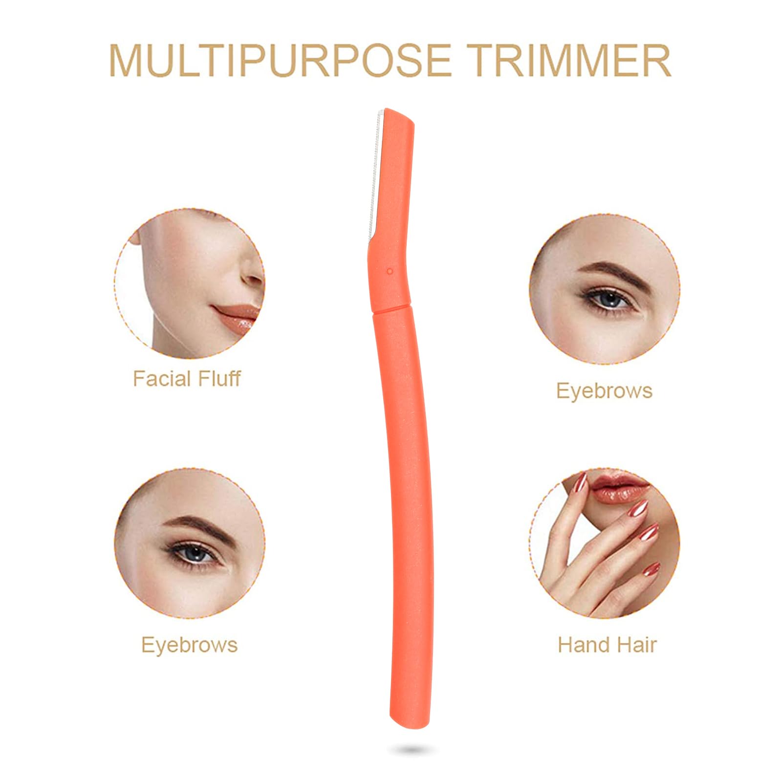 ChaosssCo Facial Fuzz-Free Razor & Eyebrow Trimmer - Professional Exfoliating Dermaplaning Tool for Women | Peach Fuzz Remover & Multipurpose Skin Care (4-Pack, Orange) | Perfect for Eyebrow Shaping, Facial Hair Removal & At-Home Spa Treatments