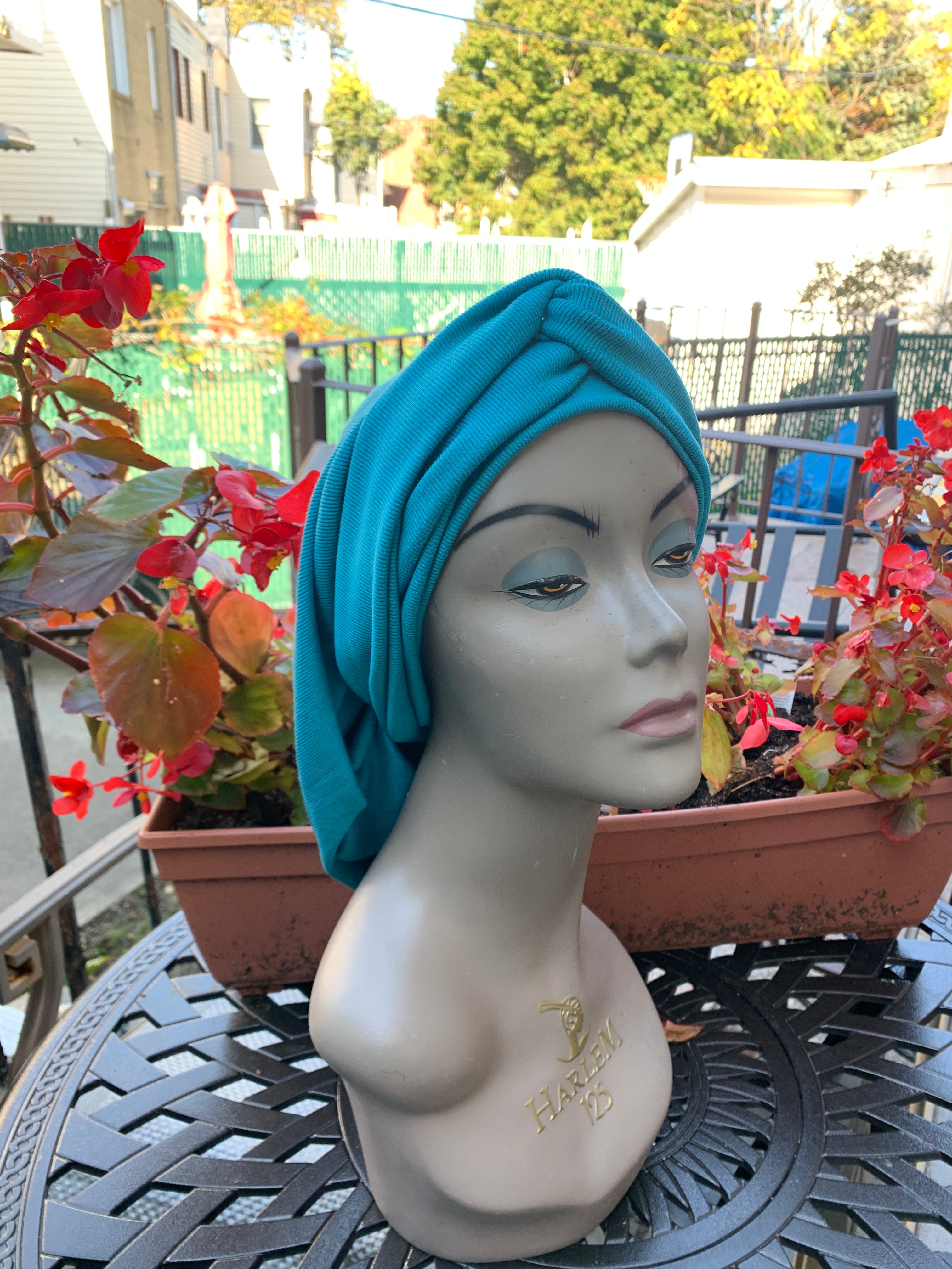 Uptown Girl Headwear Turquoise 10-Way Tie Head Scarf - Premium Hair Wrap & Tichel for Women | Made in USA | Perfect for Yoga, Church, Beach & Everyday Style