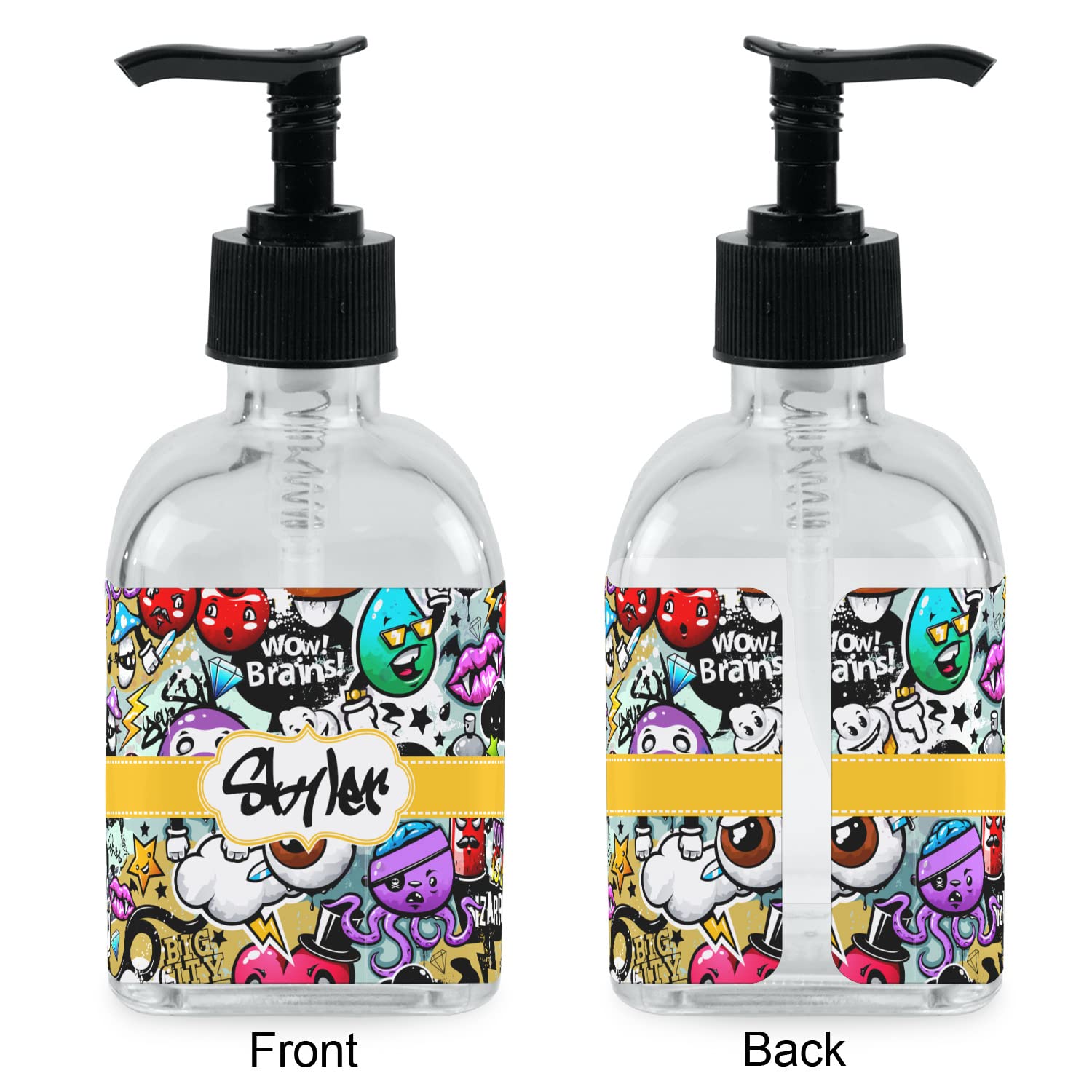 Customizable Graffiti Glass Soap & Lotion Dispenser Bottle - Personalized Bathroom Decor for Home, Spa, or Gift - Single Bottle