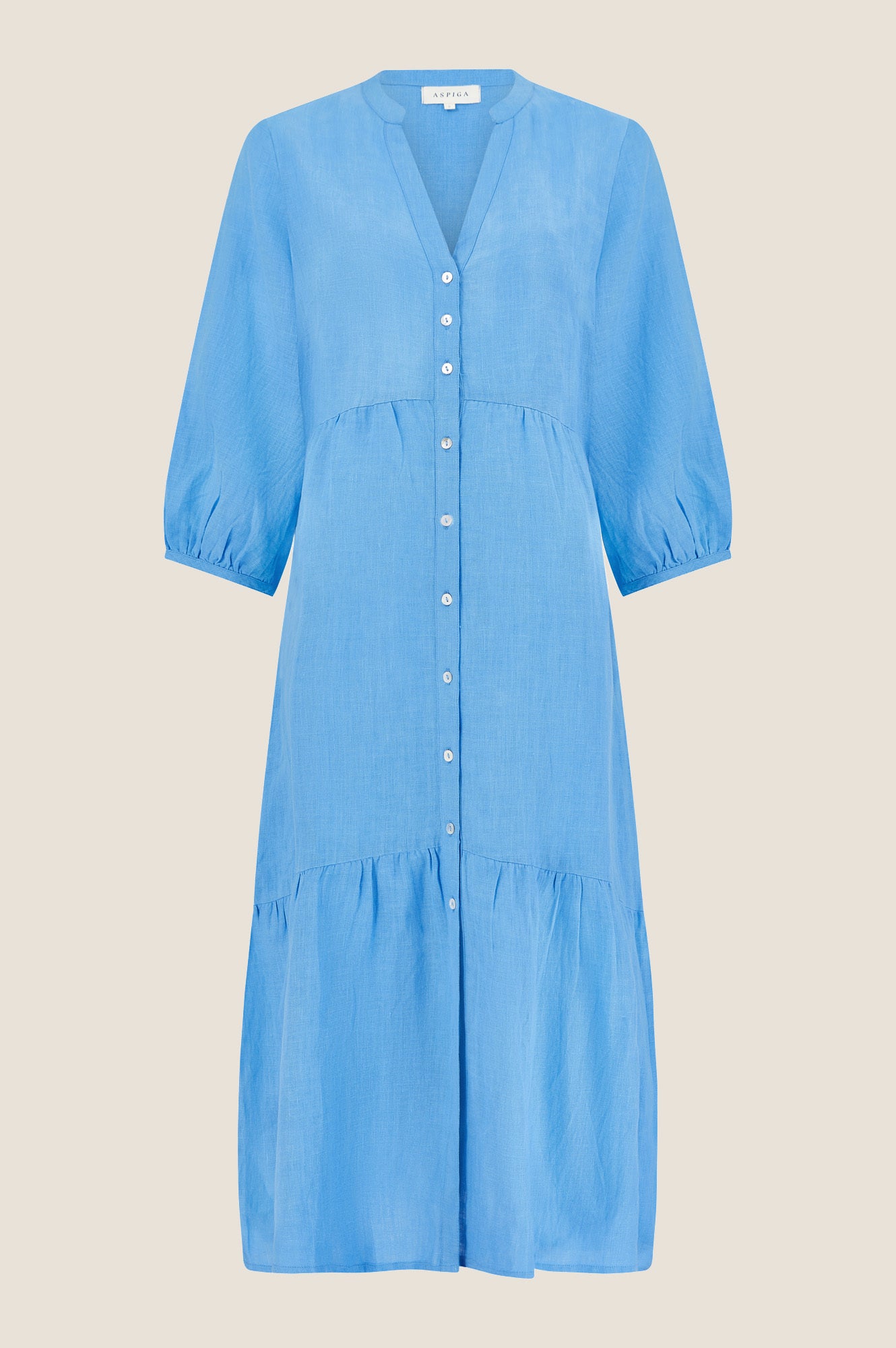 Charlotte Linen Dress Women's Summer Casual Cornflower Blue Flowy Maxi Dress - Perfect for Beach Vacation, Garden Party & Boho Chic Outfits
