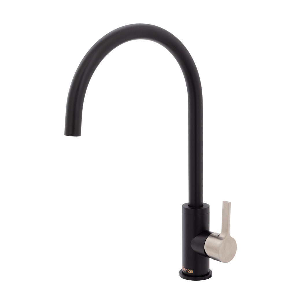 Fienza Sansa Single Handle Kitchen Sink Faucet - Matte Black Finish for Modern Farmhouse & Industrial Style Homes