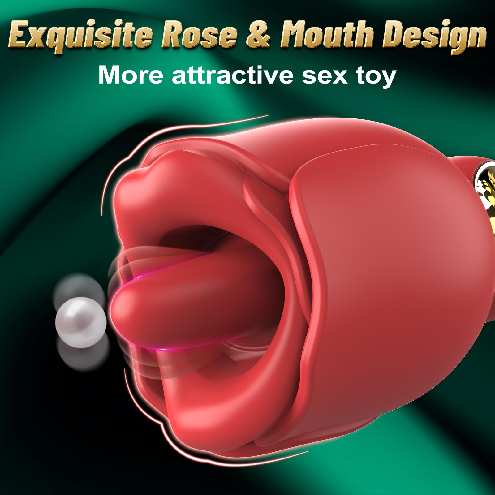 Rose Vibrator for Women - 360° Rotating Licking Tongue Clitoral Stimulator with 8 Vibration Modes & Ergonomic Handle | Adult Sex Toy for Solo Play, Couples Play & Sensual Massage