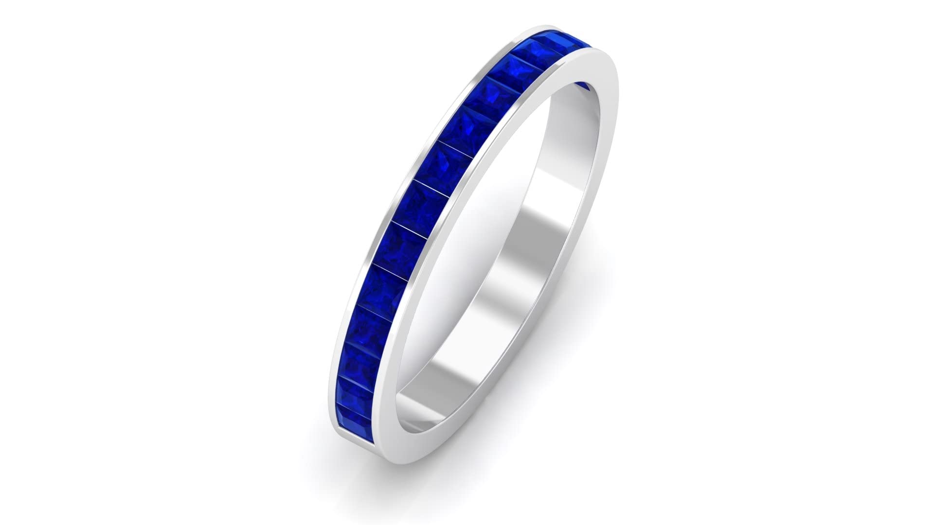 1 CT Lab-Created Blue Sapphire Half Eternity Ring in 14K Solid Gold - Elegant Wedding Band, Anniversary Gift & Everyday Jewelry for Women