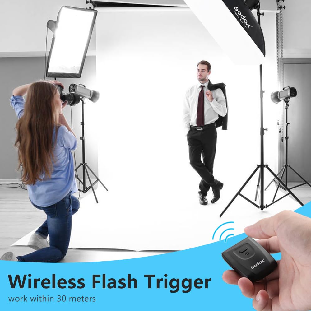 Godox Professional 180W Studio Strobe Lighting Kit (2 Monolights) - 5600K Daylight Balanced, Includes Flash Trigger, Softbox & Light Stands - Perfect for Portrait, Product & Fashion Photography