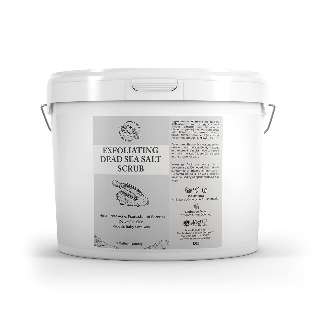 Exfoliating Dead Sea Salt Scrub with Rose Absolute - 128oz Large Size - Natural Body Scrub for Dry Skin & Cellulite Reduction - Perfect for Spa Day, Home Relaxation & Gift Giving