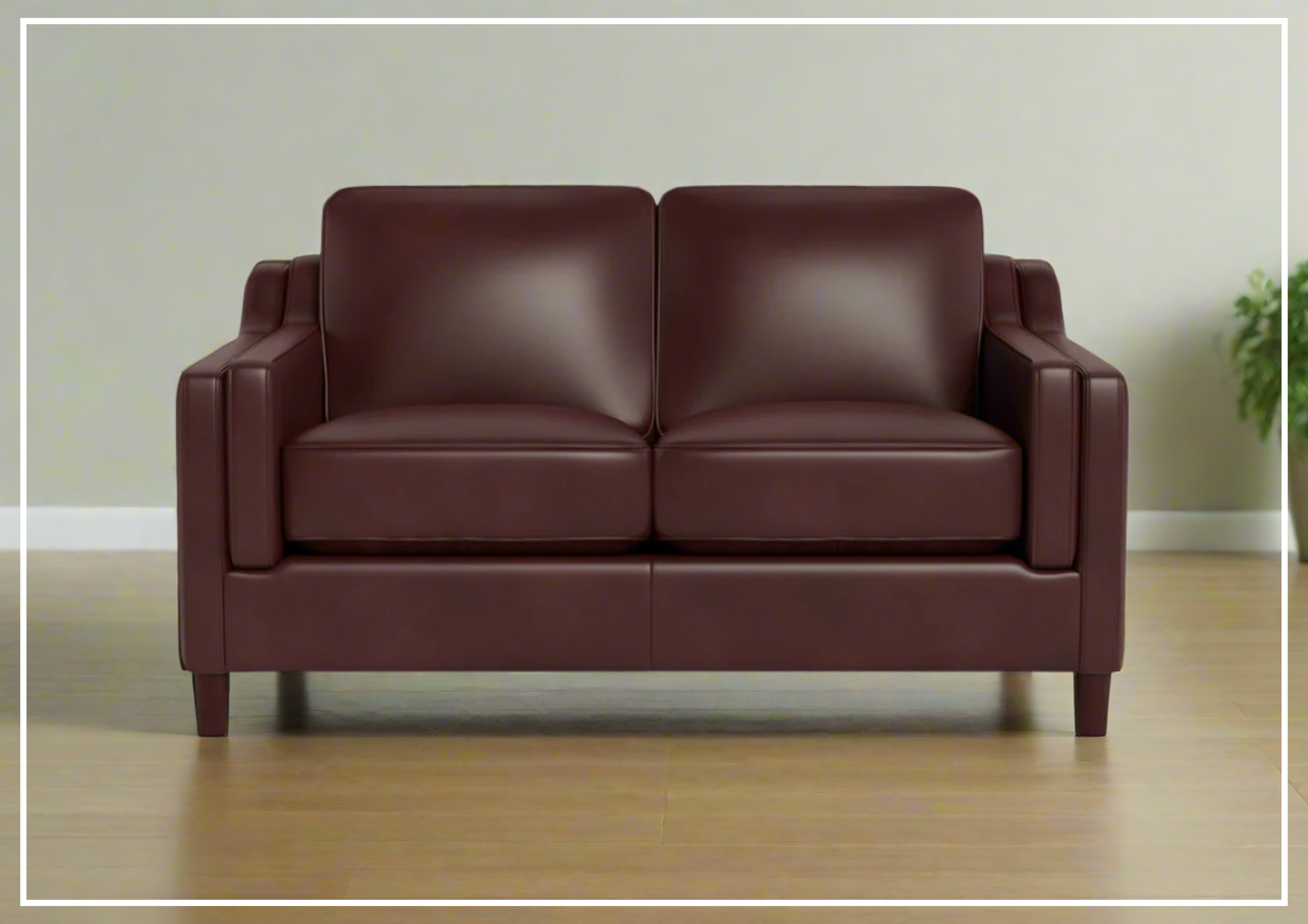 Hydeline Bella Stationary Leather Loveseat with Track Arms - Premium Faux Leather Sofa for Living Room, Office & Small Spaces - Comfortable Two-Seater Couch for Relaxing & Entertaining