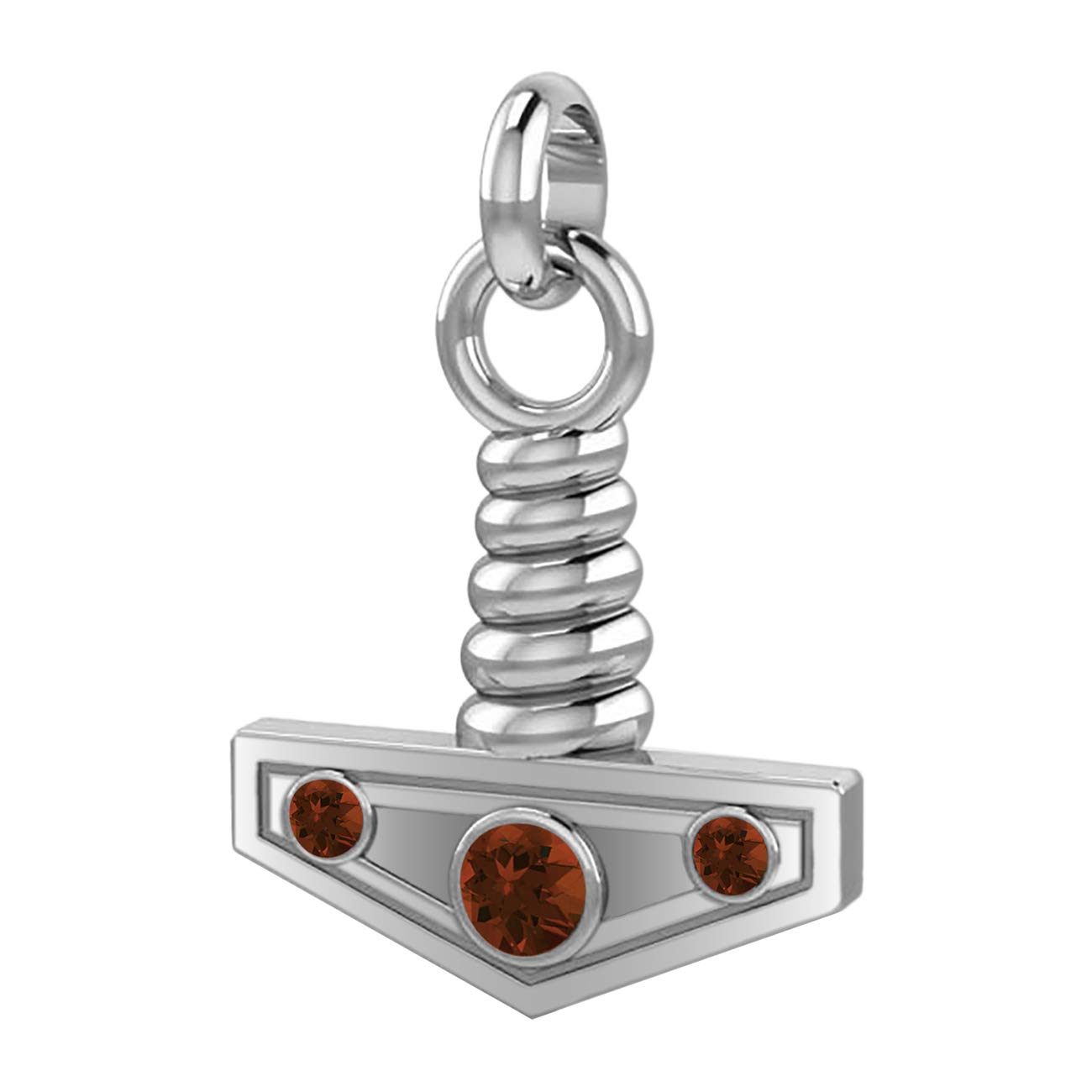 Authentic 925 Sterling Silver Thor's Hammer Pendant with Genuine Garnet for Men - 42mm Viking Jewelry - Perfect for Gifts, Norse Mythology Enthusiasts & Everyday Wear