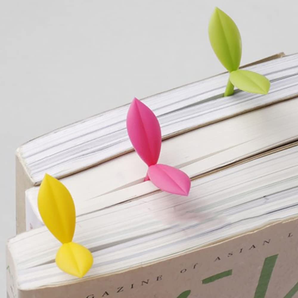 Mini Green Sprout Silicone Bookmarks - Creative Grass Bud Bookmark for Book Lovers & Bookworms | Perfect Reading Accessories for Kids, Students & Plant Lovers (Green)