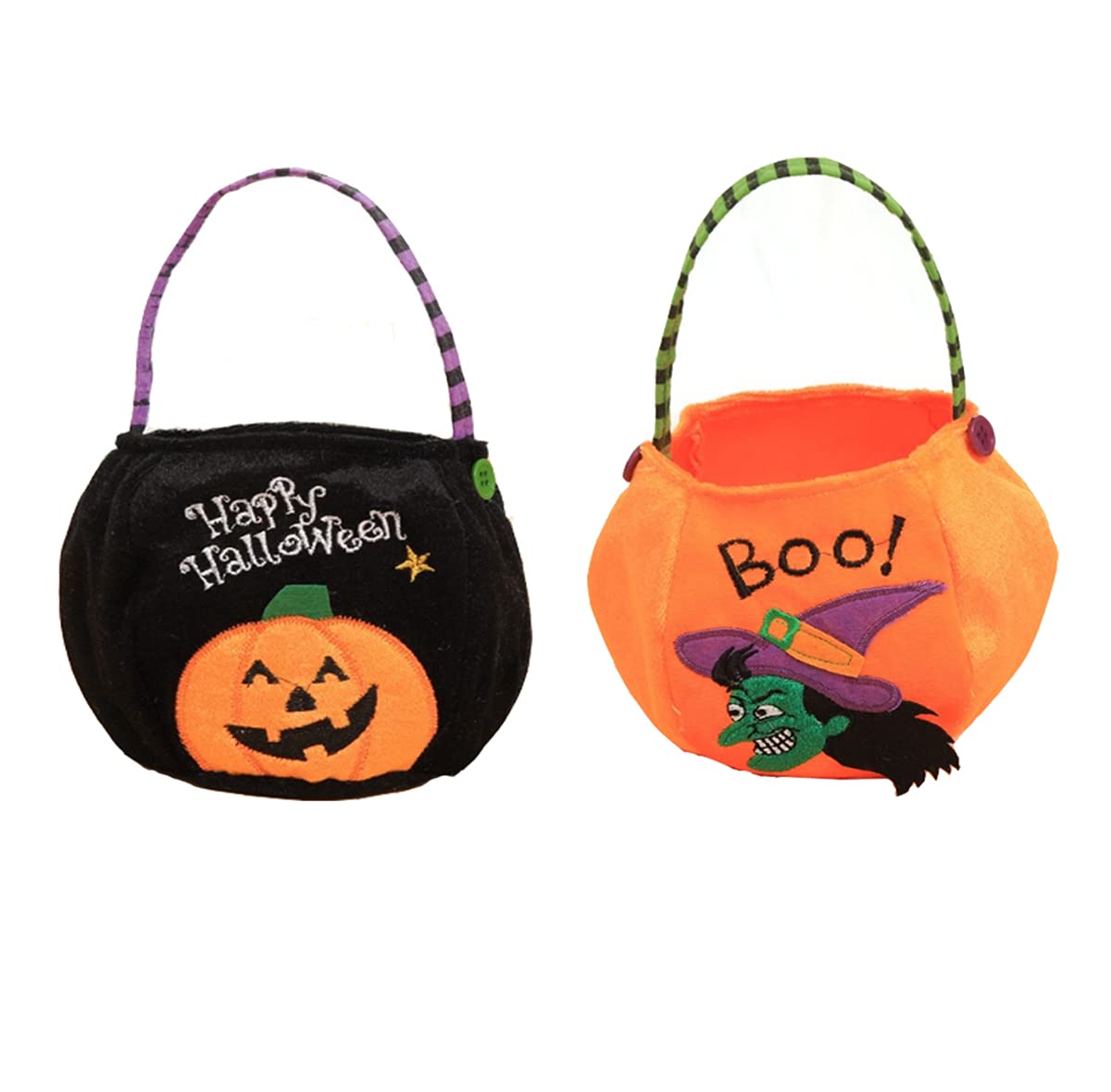 2PCS Halloween Trick or Treat Bags - Cute Candy Tote Bags for Kids, Halloween Party Favors & Supplies - Perfect for Trick-or-Treating, Halloween Parties & School Events