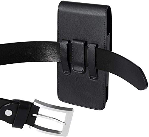 Premium Leather Belt Holster for iPhone 16 Plus/Pro Max, 15 Plus/Pro Max, 14 Plus/Pro Max, 13 Pro Max & 12 Pro Max - Compatible with Thick Defender Hybrid Armor Cases - Perfect for Outdoor Activities, Work & Everyday Carry