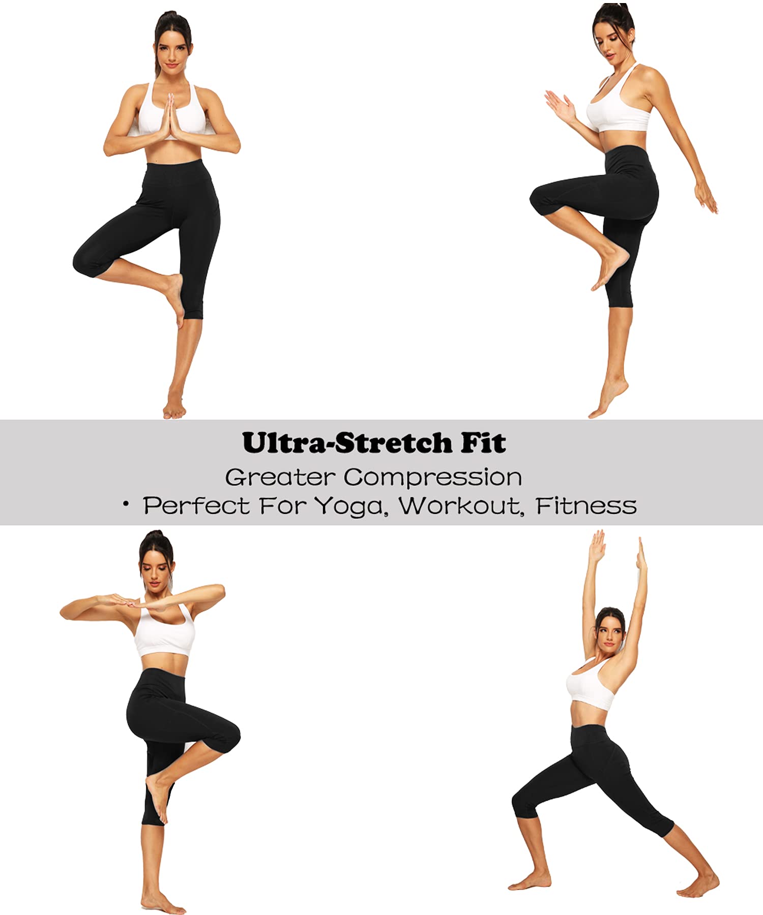 Best Women's High Waisted 3/4 Length Capri Leggings with Pockets - Gym, Yoga, Workout & Running Pants for Active Women | Perfect for Fitness, Lounge & Everyday Wear