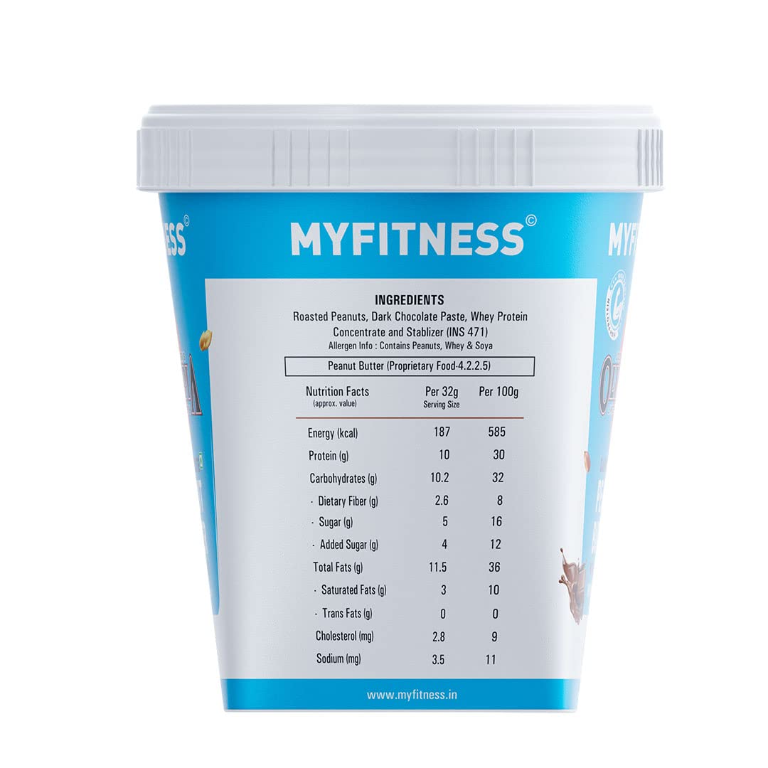 MYFITNESS All Natural Peanut Butter Chocolate Protein Spread - Non-GMO, Gluten-Free, No Preservatives - High Protein American Recipe (510g) | Perfect for Smoothies, Baking & Post-Workout Recovery