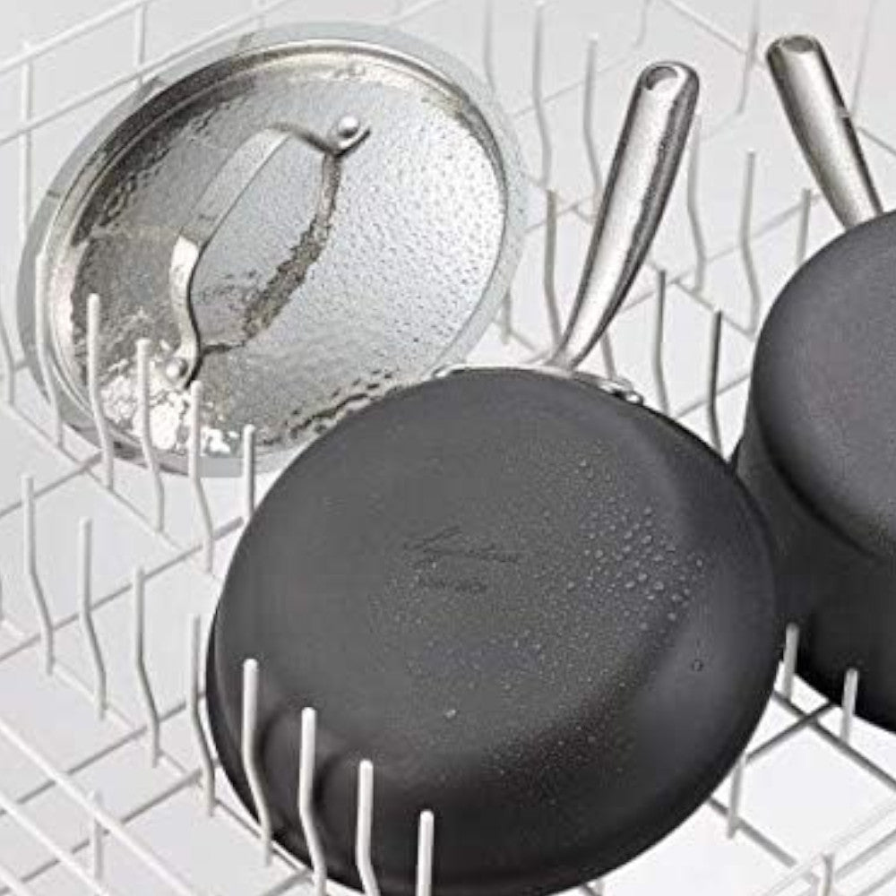 LAGOSTINA H9049564 Nera 12-Inch Hard Anodized Nonstick Frying Pan with Hammered Stainless Steel Lid - Perfect for Searing, Sauteing & Everyday Cooking