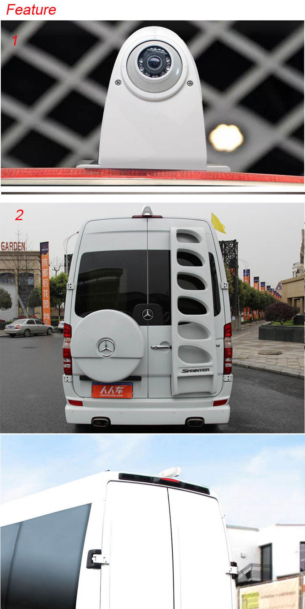 Mercedes Benz Sprinter Viano Vito Transit Ducato VW Crafter T5 Master Rear View Backup Camera - HD Brake Light Car Camera (White) | Easy Installation for Safer Parking & Night Driving